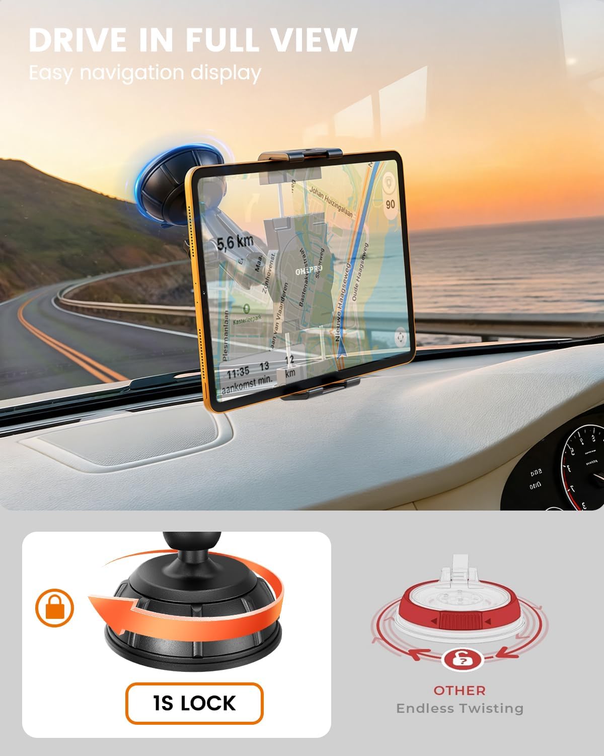 OHLPRO Tablet Holder for Pilot Aircraft Windshield, Anti-Vibration Suction Cup Aviation Mount, Fits 5-13" iPad Pro 12.9, Mini 6, Air & Thick Cases, Heavy Duty for Car Dashboard, Cockpit, Truck - Image 5
