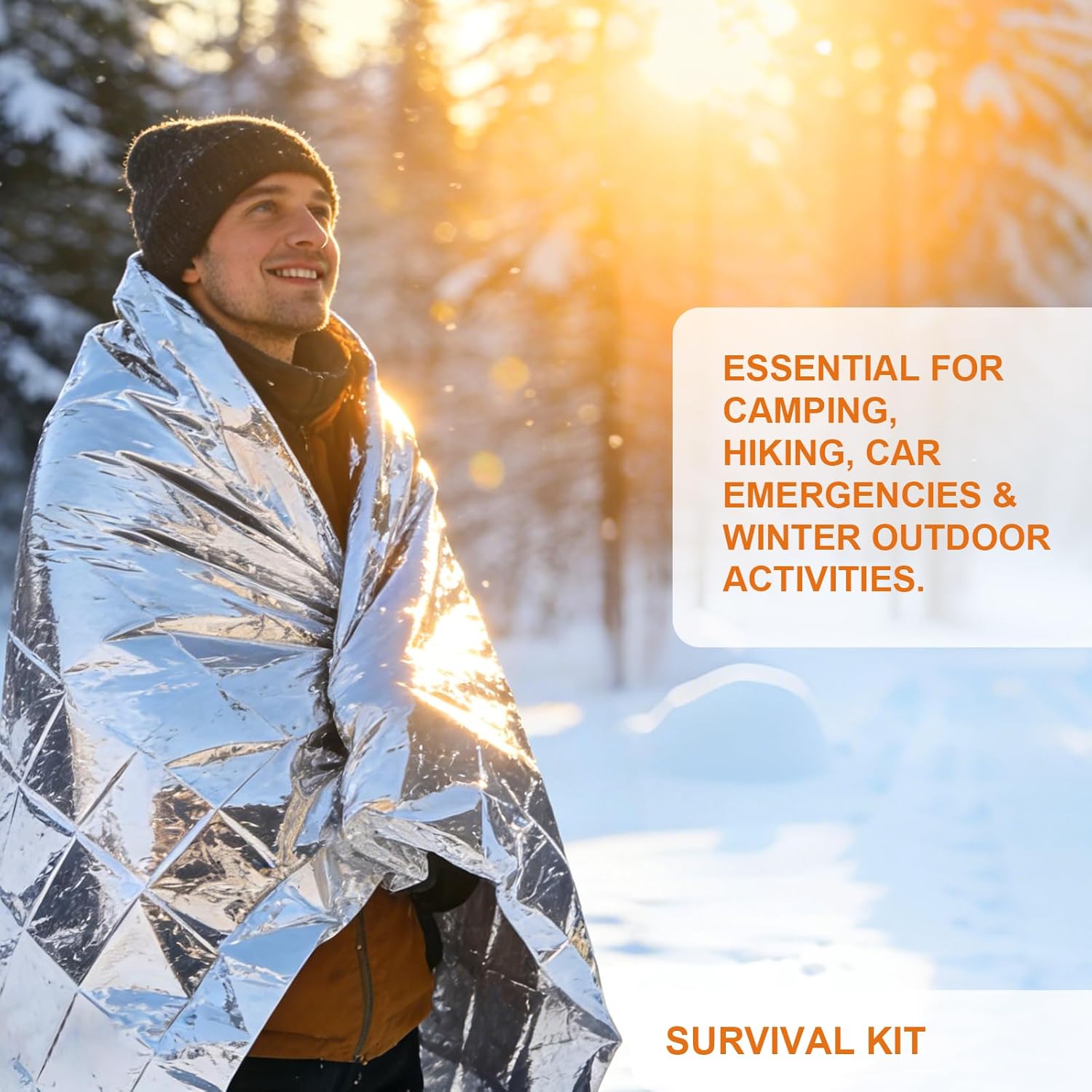 Syn-zer Emergency Mylar Thermal Blankets 4-Pack – 82"x52" Space Blankets for Camping, Hiking, First Aid, Car Emergency, Bug Out Bag, and Cold Winter Outdoor Activities - Image 7