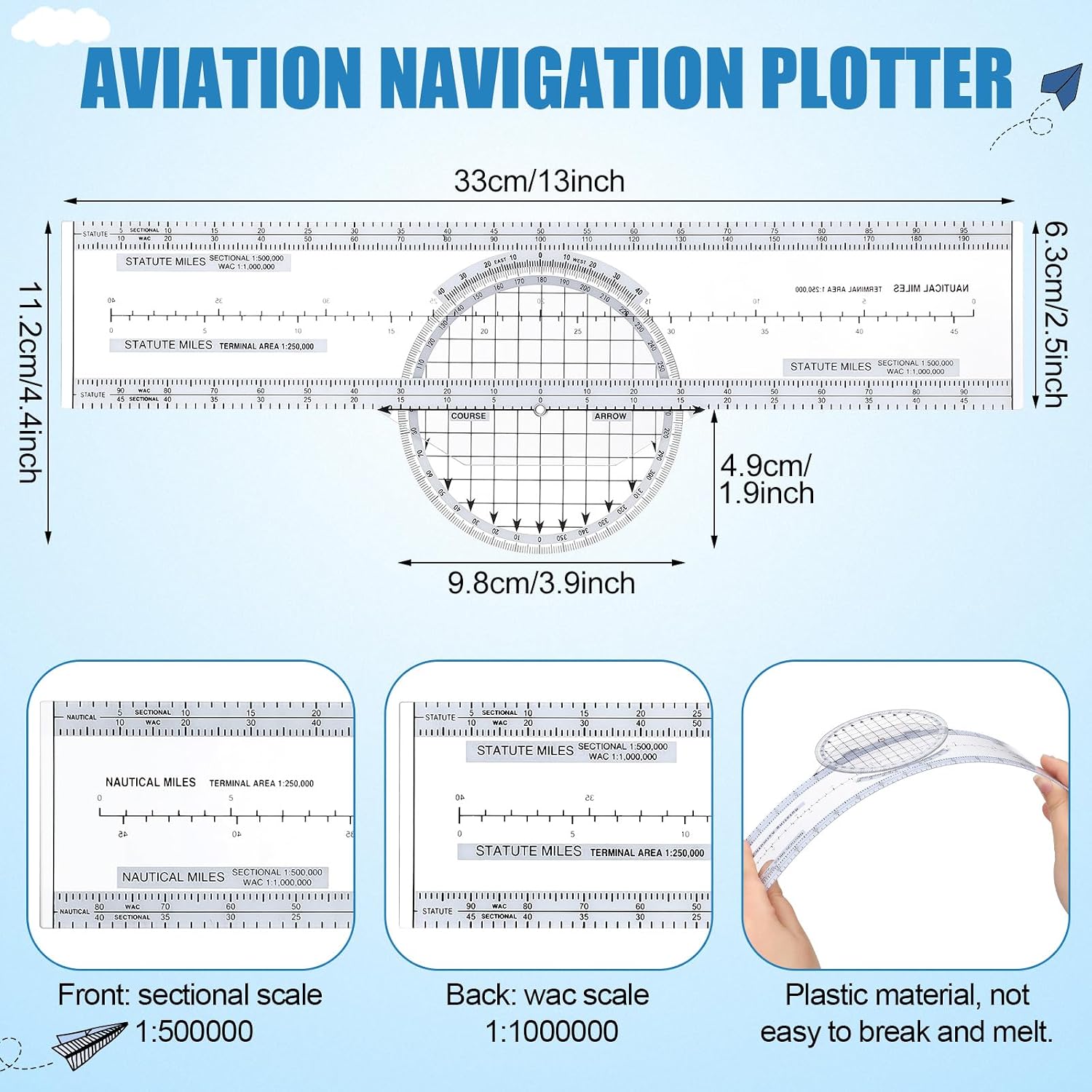 Relaxweex Aviation Pilot Tools Kit E6b Flight Computer Calculator Aviation Aluminum Kneeboard with Elastic Knee Board Strap and Pen Essential Pilot Accessories Gifts - Image 3