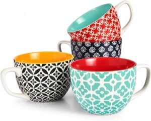 DOWAN Mosaian Soup Mugs, 24oz Large...