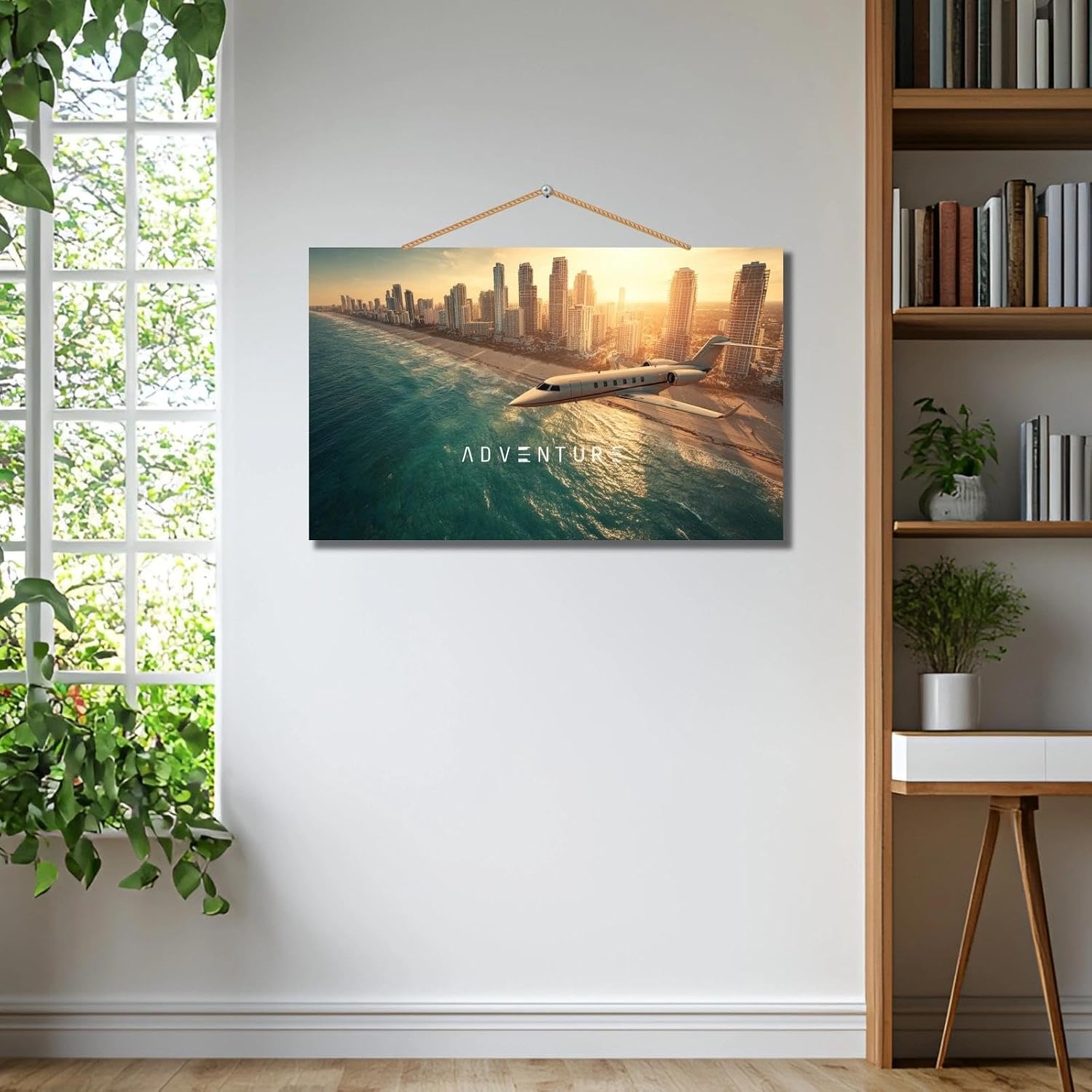 Personalized Private Jet Wooden Wall Art - Custom Aviation Themed Decor, Luxury Airplane Sunset Cityscape Print, Modern Home Office Wall Hanging, Pilot Gift Idea(Style A) - Image 6