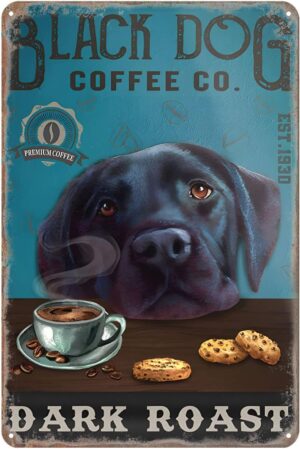 Black Lab Decor Retro Black Dog Cof...