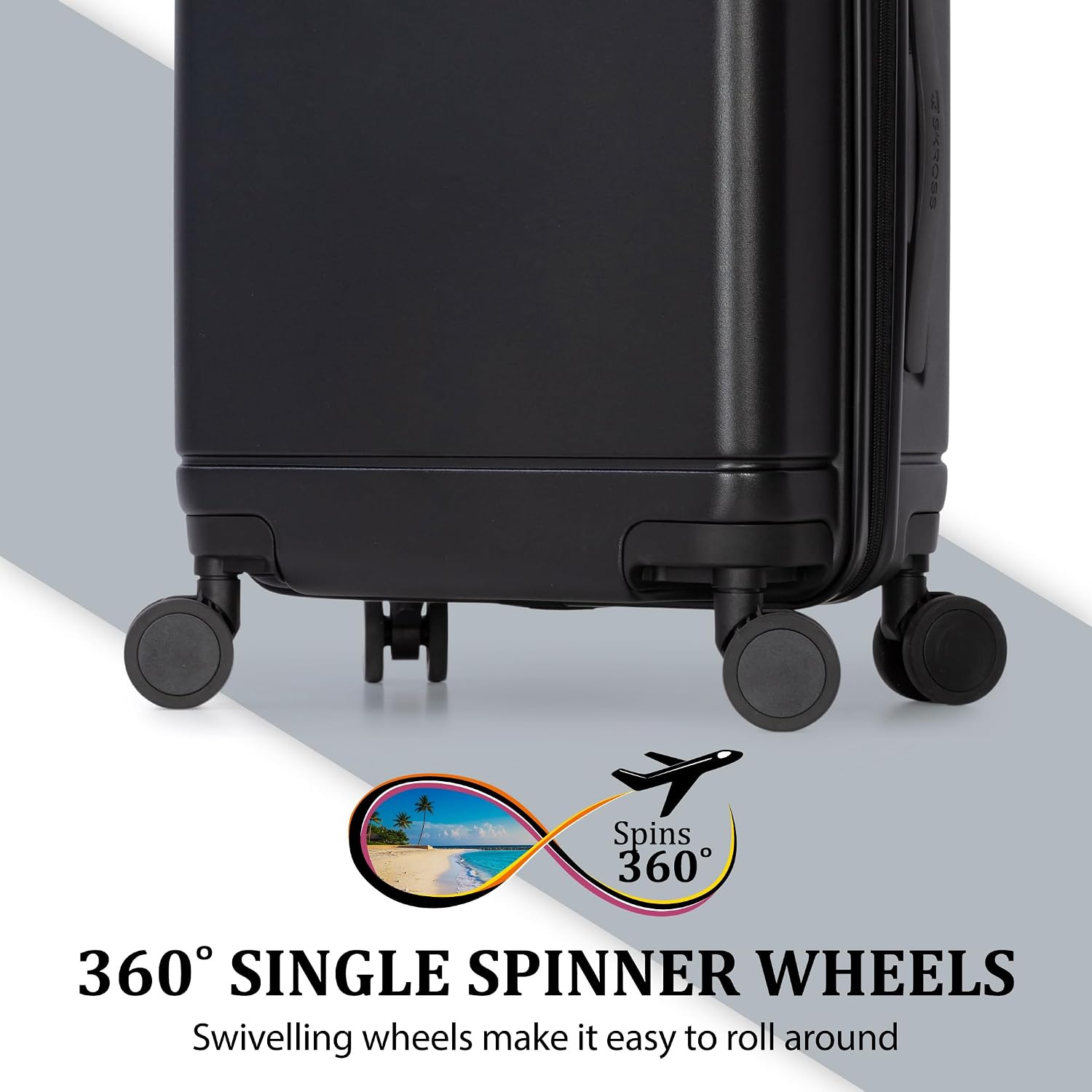 SKROSS Apex 3 Piece Hardside Luggage Set: 28 Inch Large Suitcase, 24 Inch Medium Checked Travel Luggage & 20 Inch Carry On Luggage. Hardshell Suitcases with Spinner Wheels (Black) - Image 8