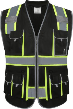 JKSafety 10 Pockets Hi-Vis Zipper F...