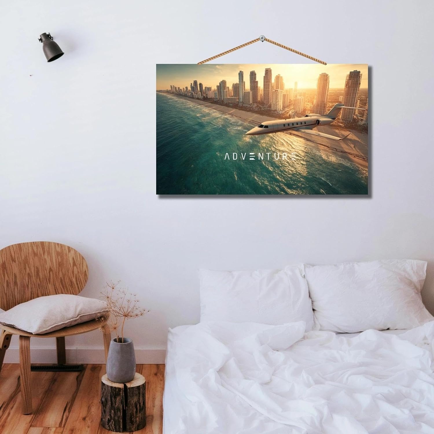 Personalized Private Jet Wooden Wall Art - Custom Aviation Themed Decor, Luxury Airplane Sunset Cityscape Print, Modern Home Office Wall Hanging, Pilot Gift Idea(Style A) - Image 4