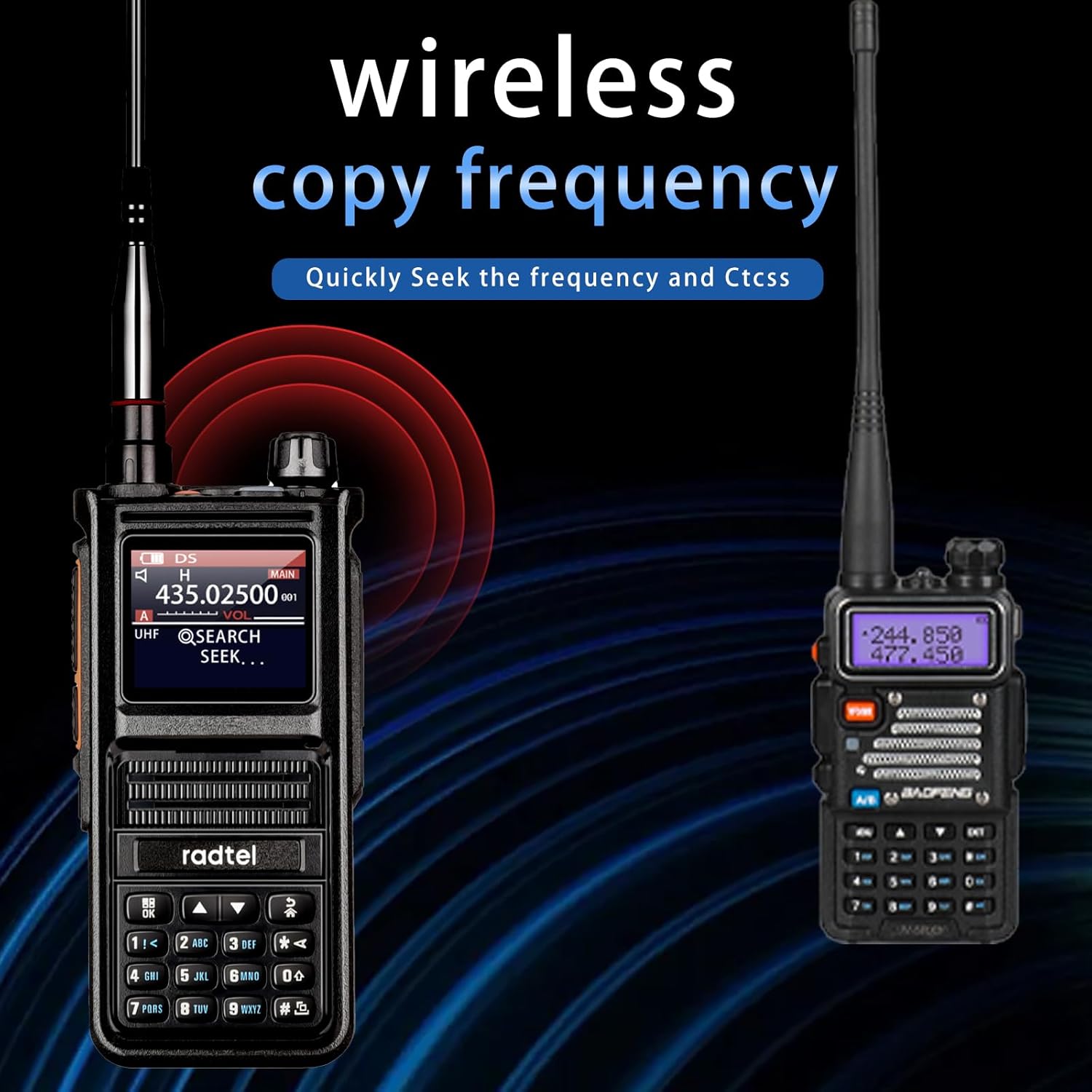 Radtel RT-470X Multi-Band Ham Radio 256CH Aviation Air Band Radio NOAA Marine Walkie Talkies Long Range Handheld Transceiver USB-C, Wireless Copy Frequency 2800mAh (Standard) - Image 4