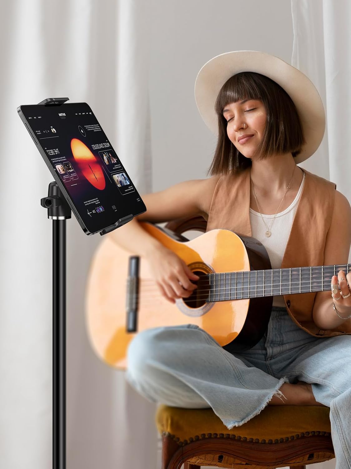 elitehood 8.5in Long Arm iPad Holder for Mic Stand, 360° Adjustable Aluminum Mic Stand Tablet Holder for Microphone & Stage Music, iPad Mount Compatible with 4-13in Tablets, iPhone and Phones - Image 8