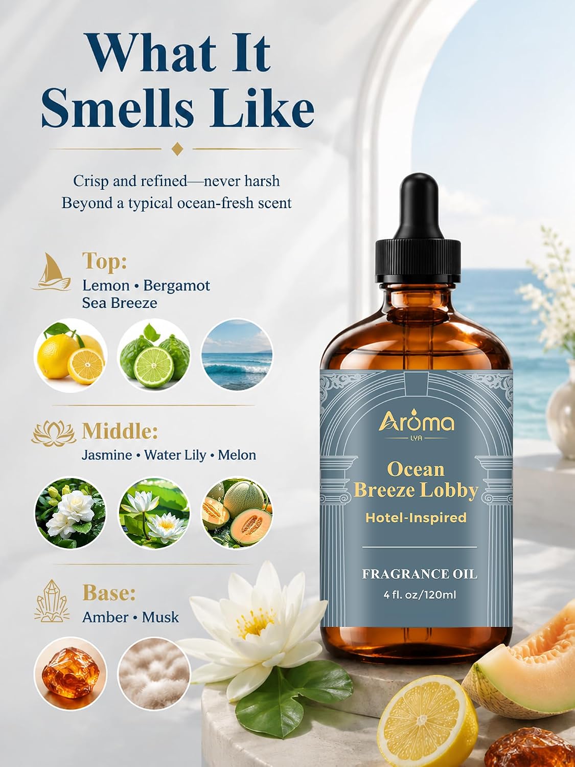 Ocean Breeze Lobby Fragrance Oil, Hotel-Inspired Coastal Resort Scent, Diffuser Oil for Home Diffusers and Crafting - Image 3