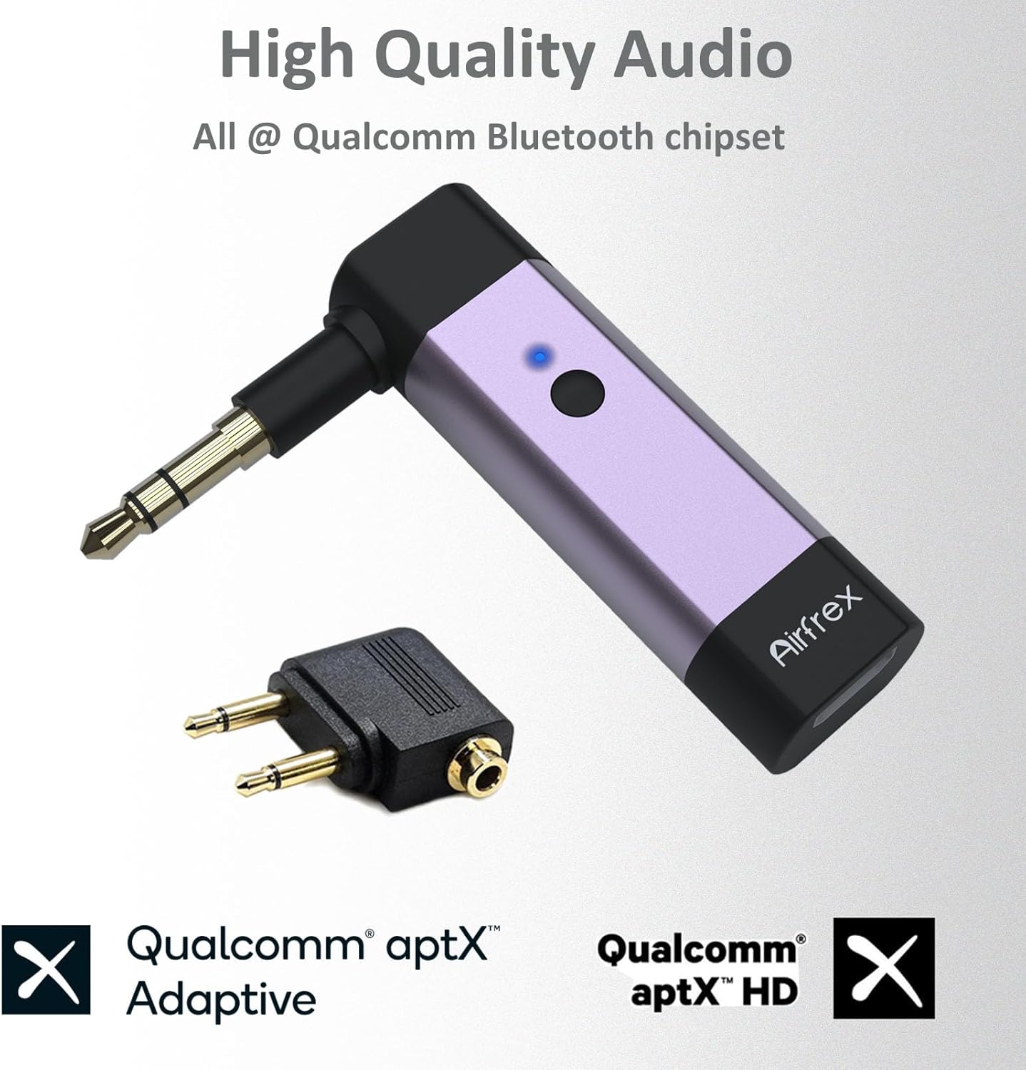 Bluetooth Transmitter with 3.5mm AUX Jack & Dual Link & APTX for TV/Airplane/Gym/ MP3, Wireless Audio Adapter Sender Converter for Travel Flight. Supports 2 Airpods/Bluetooth Headphones - Image 2
