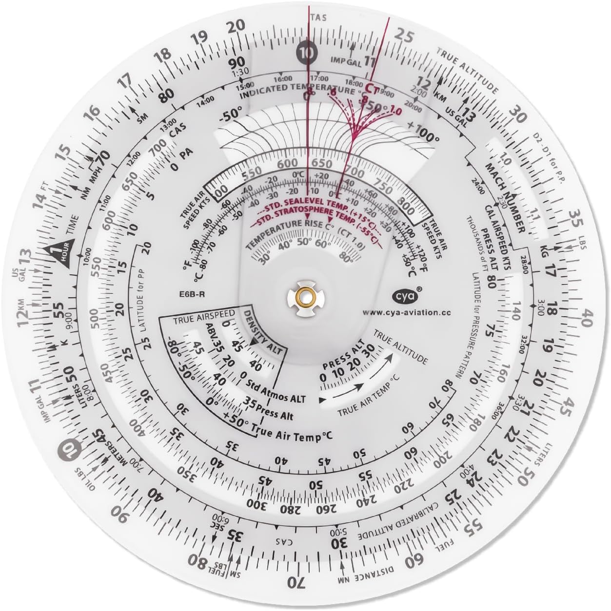 CYA E6B-R 6" Diameter Circular Flight Computer, Upgrade Aviation Pilot Flight Computer Calculator Standard Flying Training Student Use with IFR VFR Sectional Charts