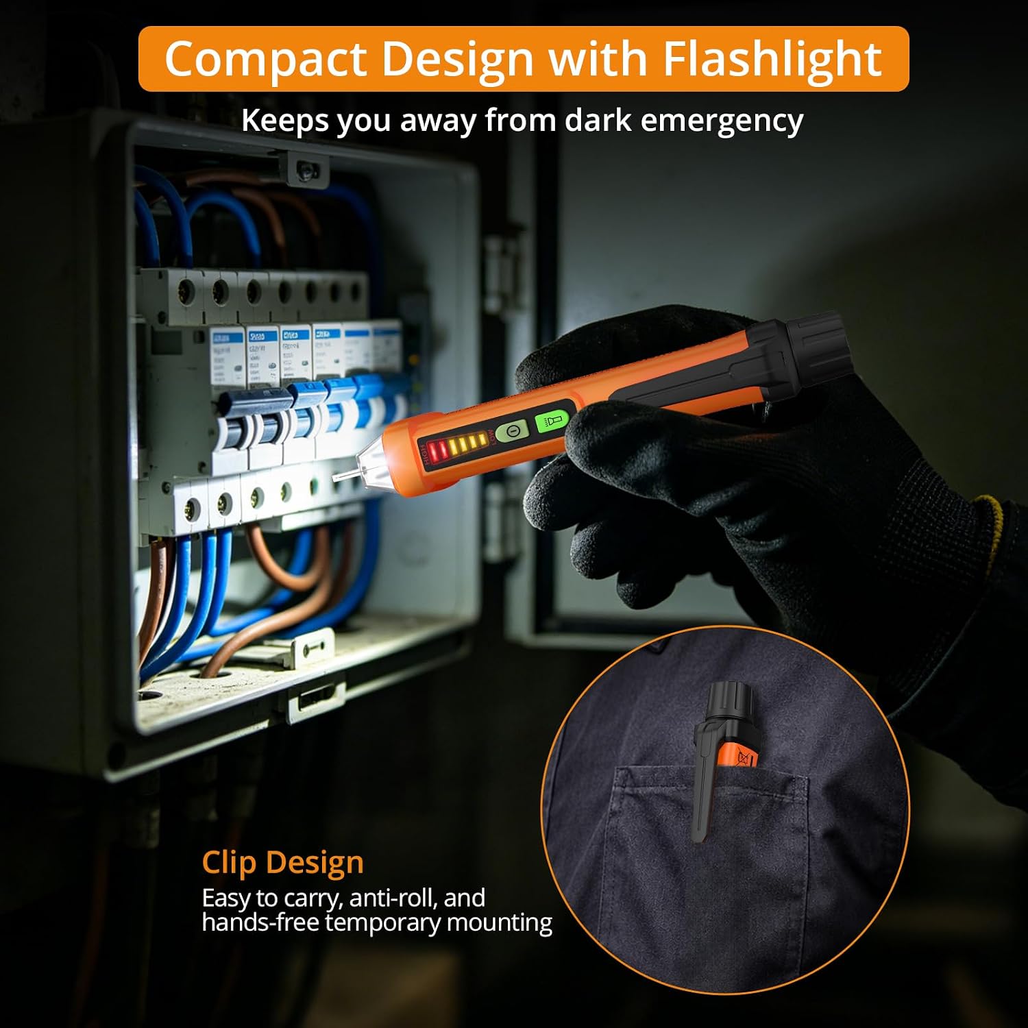 Neoteck Non-Contact AC Voltage Tester Pen, AC 12-1000V, LED Flashlight, Buzzer Alarm for Live/Null Wire Judgment - Image 6