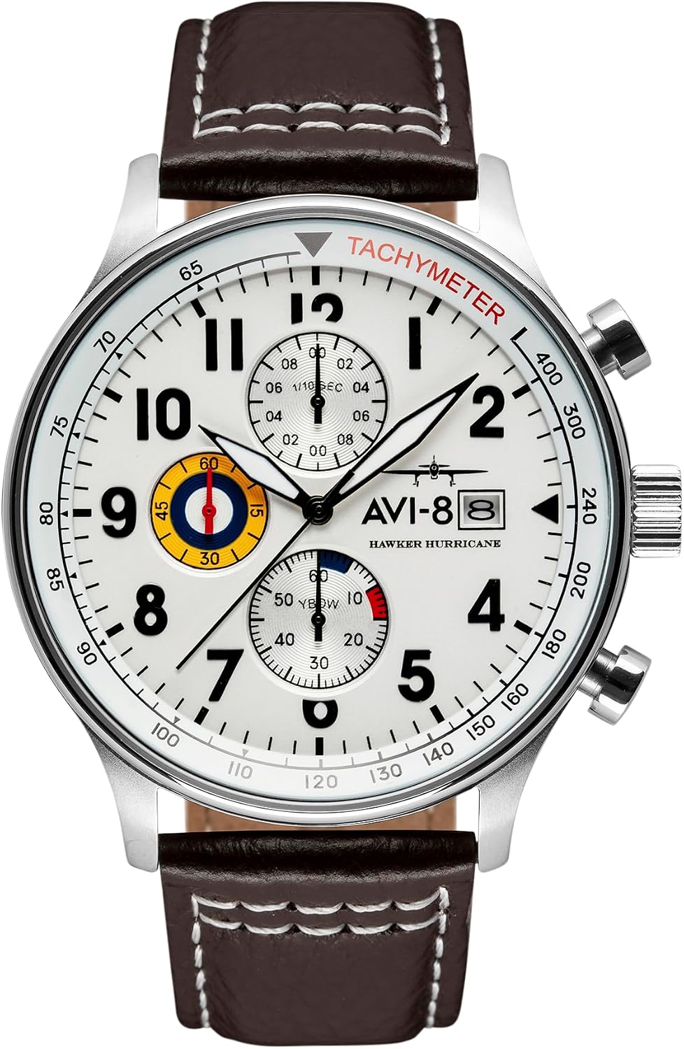 AVI-8 Hawker Hurricane Men's Pilot Watch – Classic Chronograph, Japanese Quartz Movement, Stainless Steel Case, Leather Strap, AV-4011