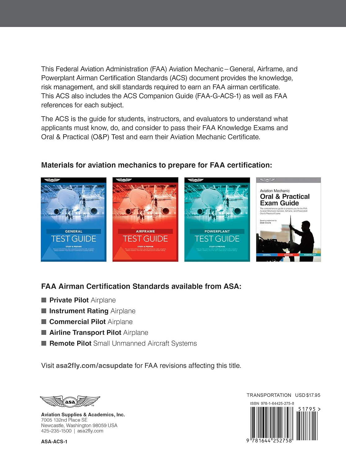 Airman Certification Standards: Aviation Mechanic General, Airframe, and Powerplant (2026): FAA-S-ACS-1 and FAA-G-ACS-1 (ASA ACS Series) - Image 5