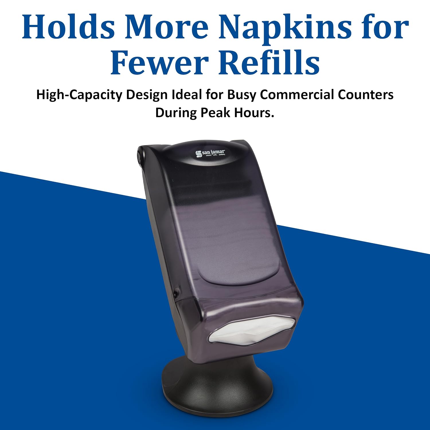 San Jamar Venue Napkin Dispenser – Restaurant Napkin Dispenser Fullfold Control Stand, 450 Capacity, 9D x 21.5W x 8.5H for Kitchens, Catering Service, ABS, Black Pearl - Image 7