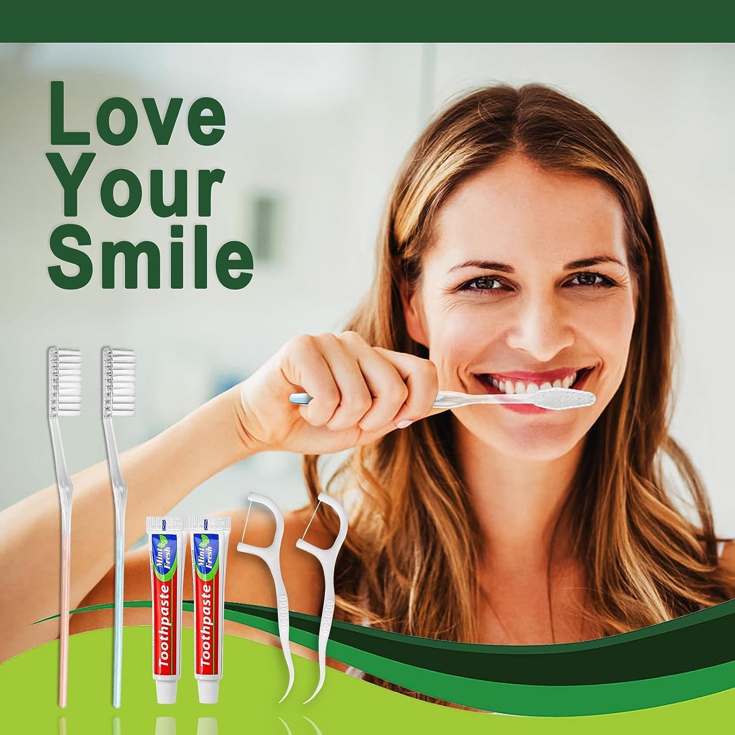 50pcs Disposable Toothbrushes with Toothpaste Floss Individually Wrapped, 2 Color Disposable Toothbrush, 10g Toothpaste, Dental Floss Pick, Bulk Toothbrush Kit for Homeless,Airbnb,Hotel - Image 3