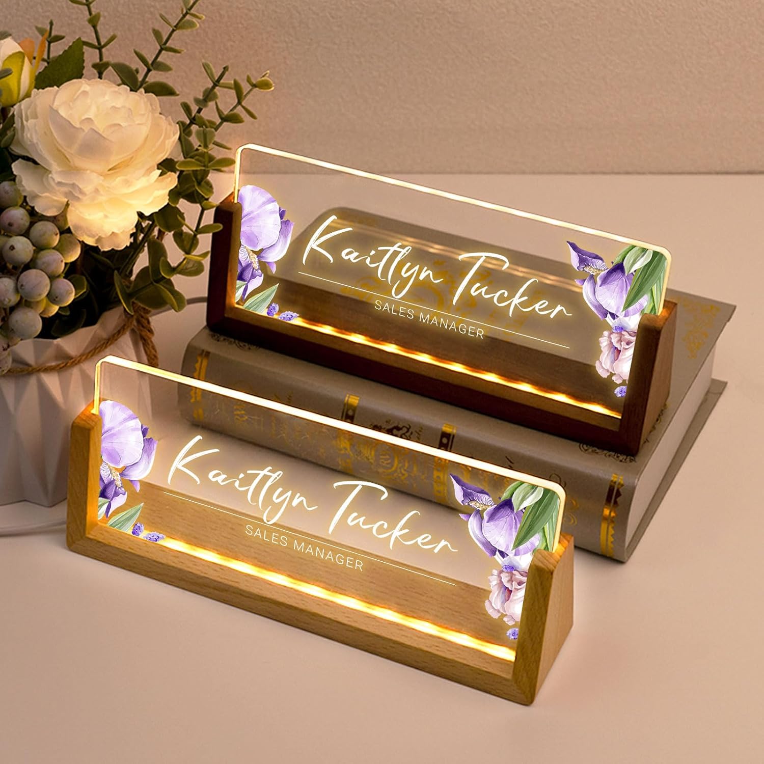 Desk Name Plate Personalized, Custom Office Light Up Name Plate for Desks, Desk Decorations for Women Men Office, Employee Appreciation Gifts for Coworkers - Image 2