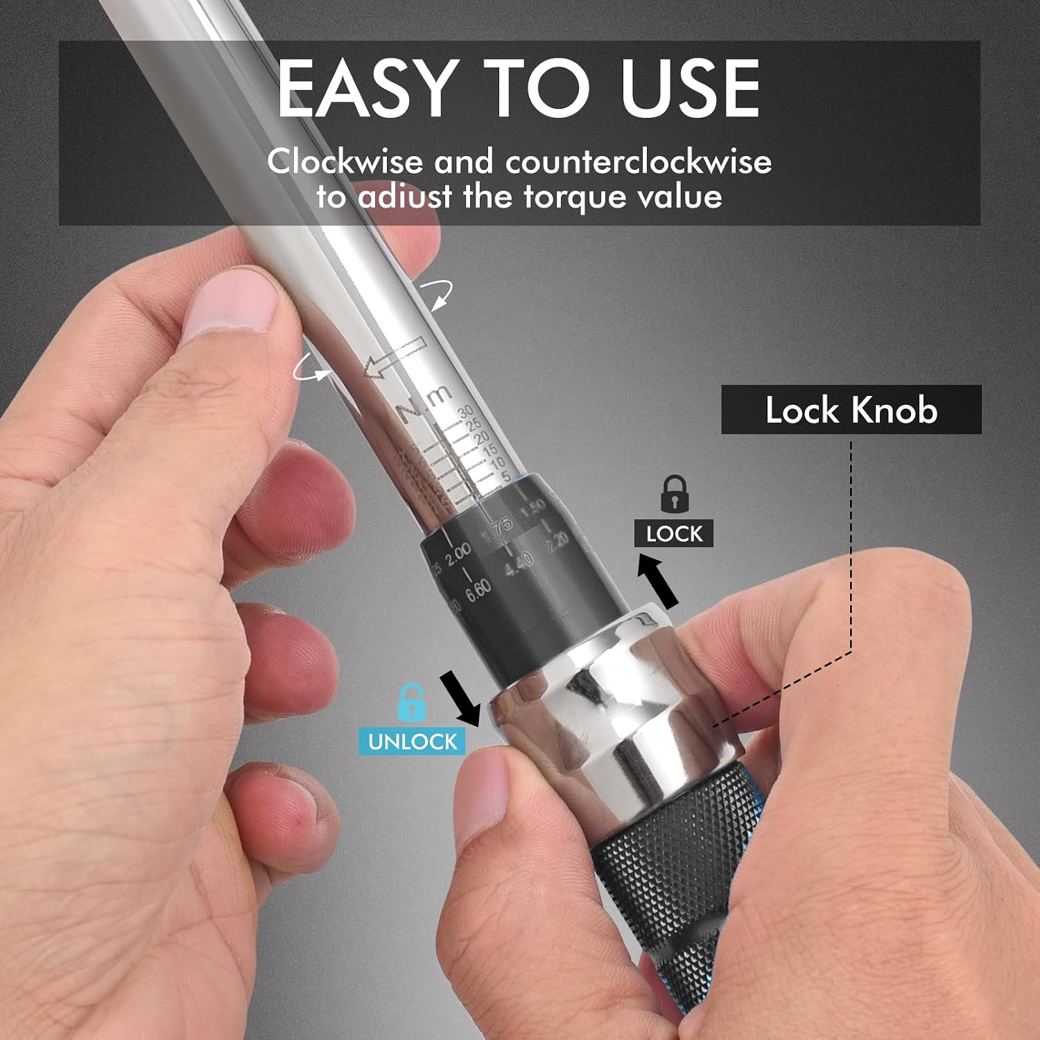 Adjustable Torque Wrench, 10 to 80 Nm 30mm Open End Torque Wrench with Click and Changeable Head for Hvac Mini Split and Refrigeration System - Image 5