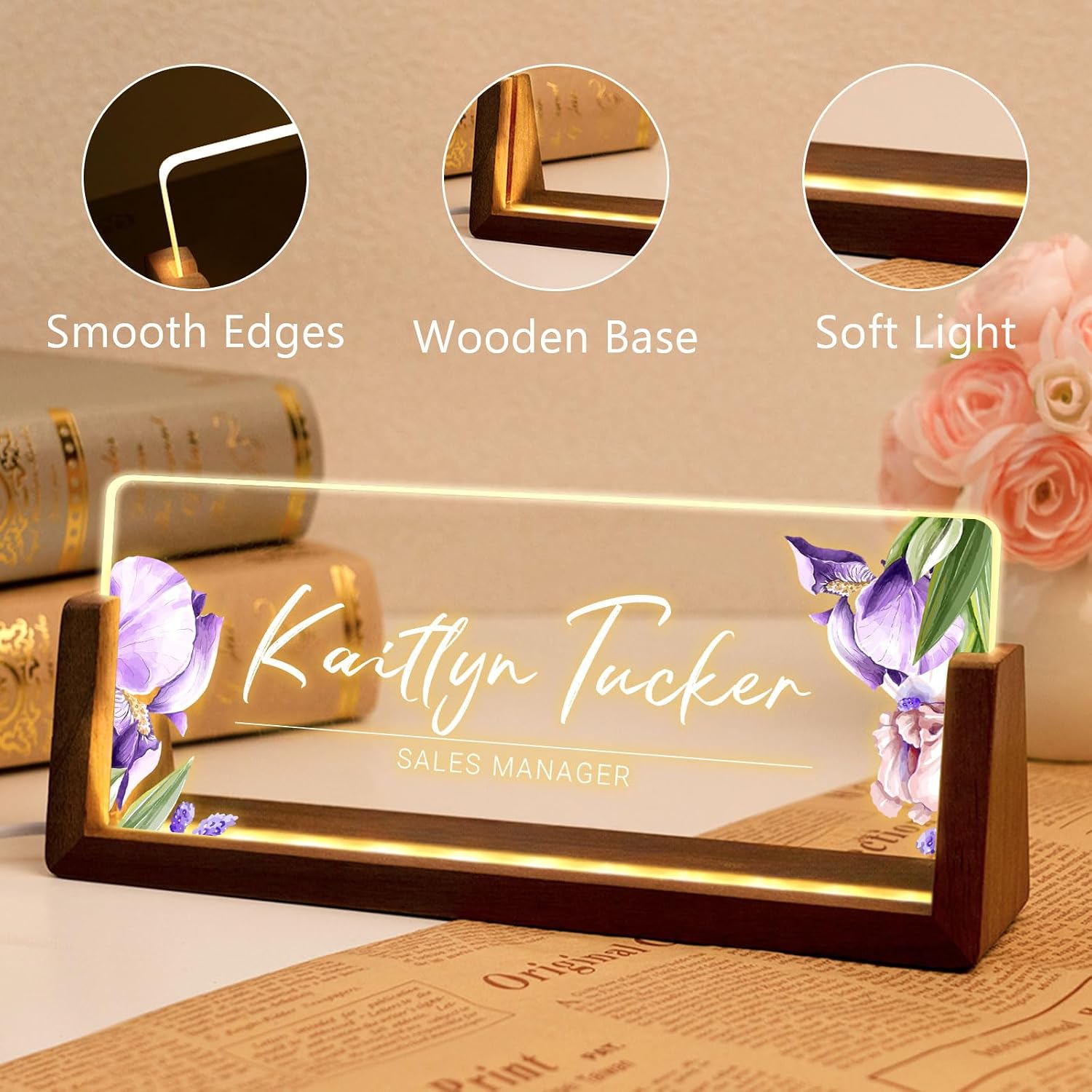 Desk Name Plate Personalized, Custom Office Light Up Name Plate for Desks, Desk Decorations for Women Men Office, Employee Appreciation Gifts for Coworkers - Image 5