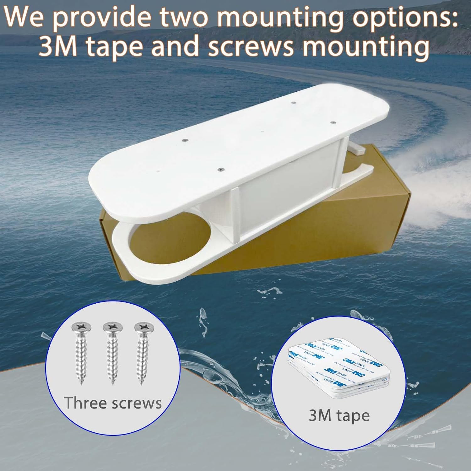 Marine Cup Holder with Storage - Reinforced Stainless Steel Core (Anti-Warp) - Heavy Duty Boat Console Organizer Caddy - Fits Mugs, Tumblers & Phones - Drill-Free Adhesive or Screw Mount - Image 5