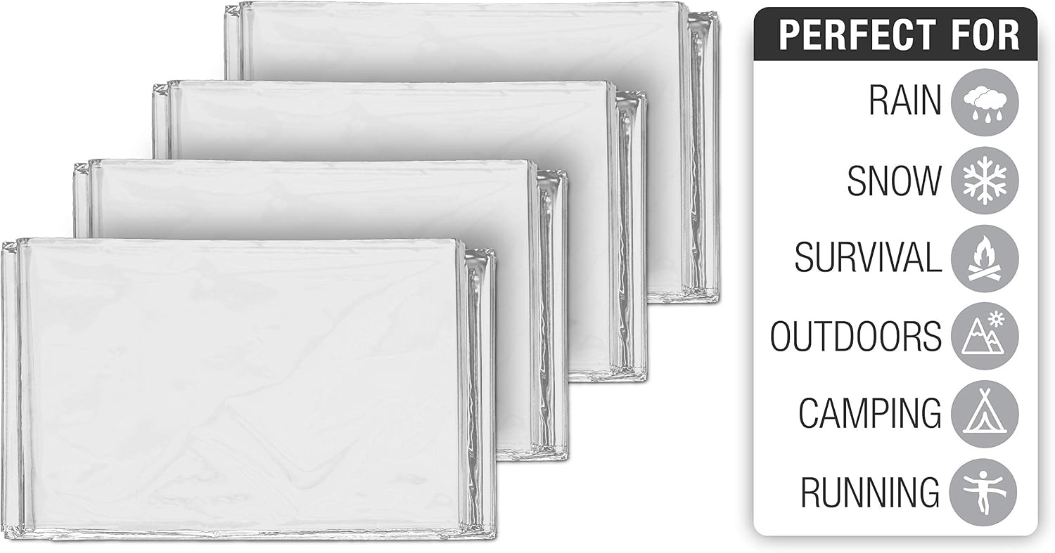Swiss Safe 4 Pack Mylar Emergency Blankets for Survival - Compact & Insulated for Cold Weather - Designed for NASA, Outdoor, Running, Camping, Survival, First Aid Car Kit - Silver, 4 Pack - Image 2