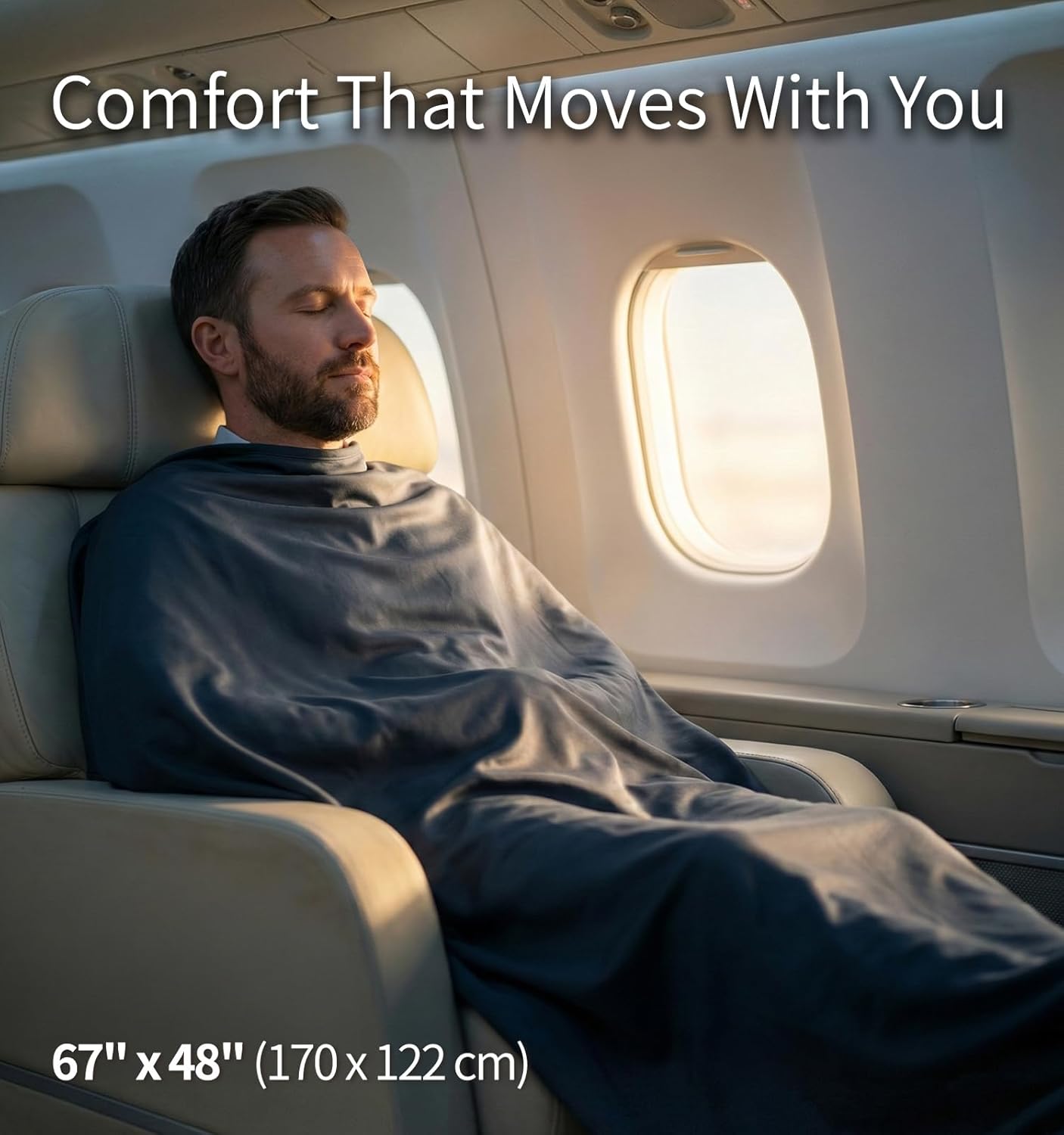 Litume Travel Blanket Lightweight and Breathable, 67 x 48 in Soft Airplane Flight Blanket for Travelers, Foldable Camping Sheet with Stuff Sack for Train, Camp, backpacking, office, home (Velvet E650) - Image 3