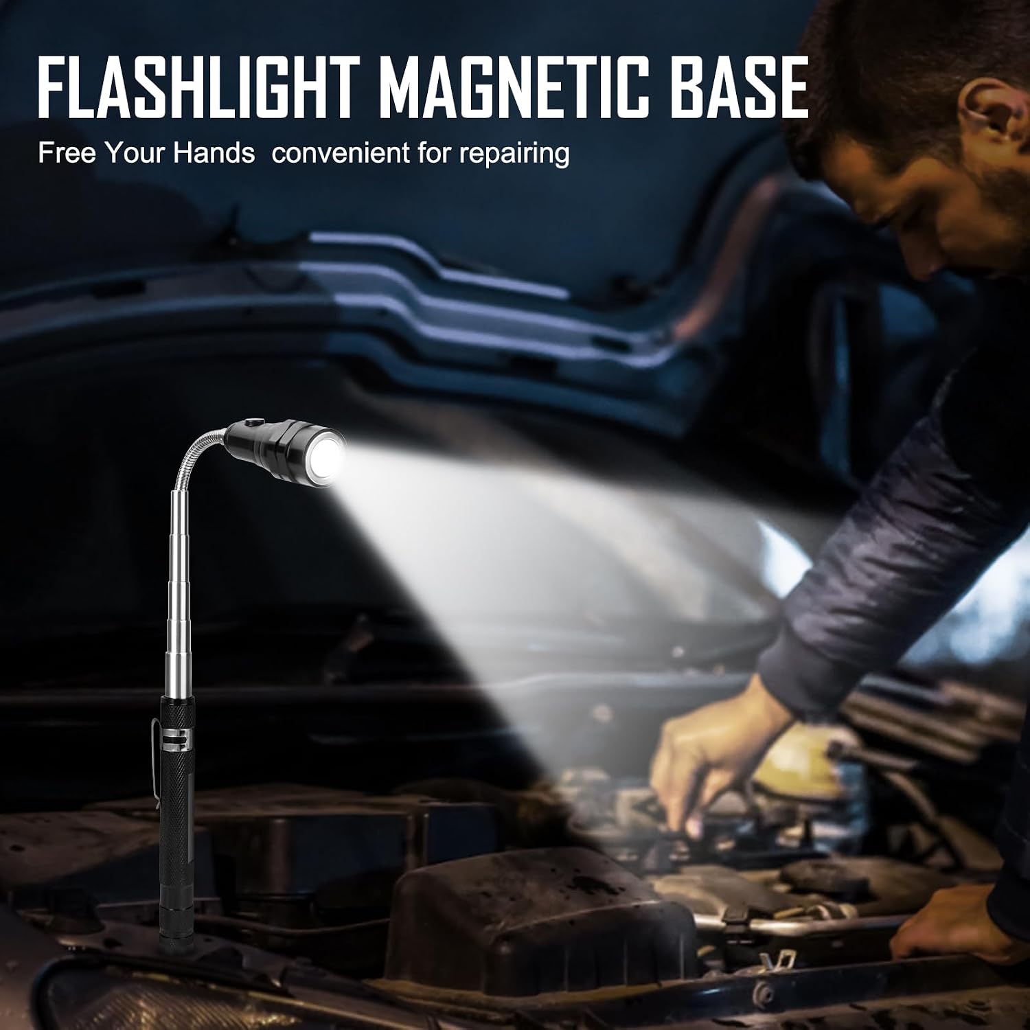 Magnetic Flashlight Fathers Day Dad Gifts for Men: Extendable Magnet Pickup Tool Gifts for Dad Telescoping Cool Gadget Christmas for Him, Husband, Handyman - Image 5