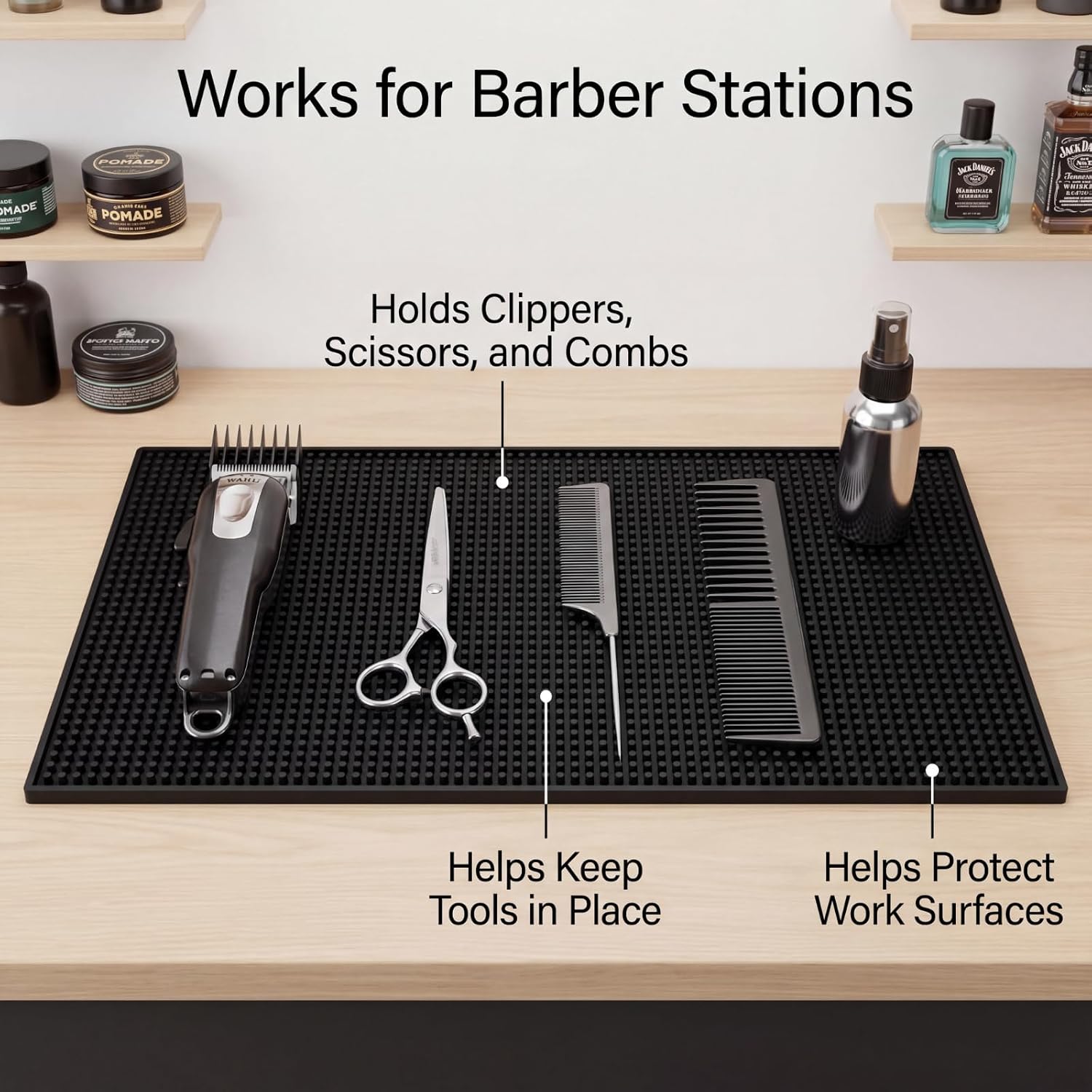 Tioncy 4 Pcs Bar Mat for Countertop 24 x 12 Inch Black Non Slip Look Service Spill Mat for Cocktail Bartending Coffee Station Restaurant Barber Tools Dish Drying Home Bar Pads - Image 5