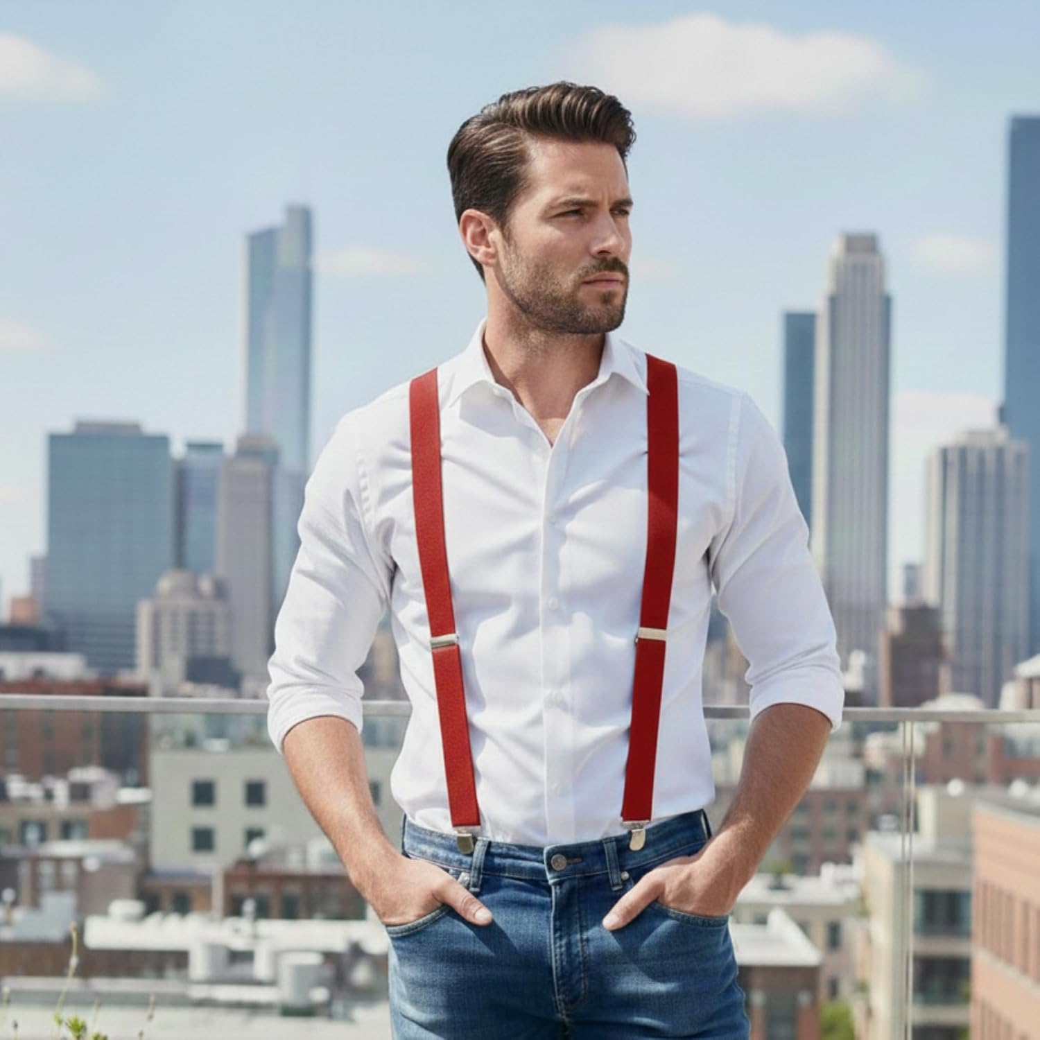 Dibi Suspenders for Men Y-Back Heavy Duty Mens Suspenders Strong Clips Elastic Adjustable Dress Pants Jeans Wedding Formal - Image 3