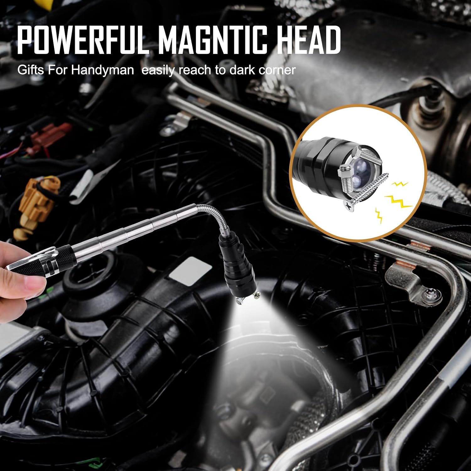 Magnetic Flashlight Fathers Day Dad Gifts for Men: Extendable Magnet Pickup Tool Gifts for Dad Telescoping Cool Gadget Christmas for Him, Husband, Handyman - Image 6
