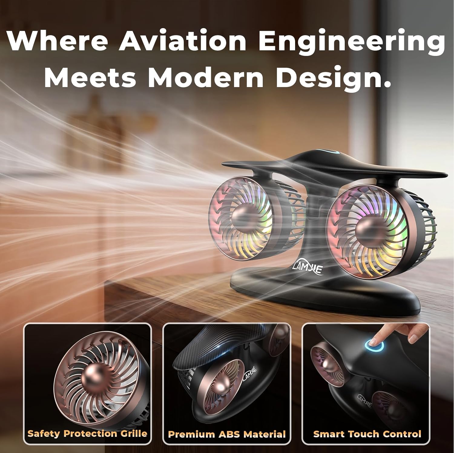 Jet Engine Desk Fan -18-Hour Runtime Battery Operated Fan Turbo fan, USB-C Rechargeable Table Fan, High-End Aviation Turbine Office Decor, Luxury Gift Box for Men, Dad, Pilots, Tech Lovers - Image 8