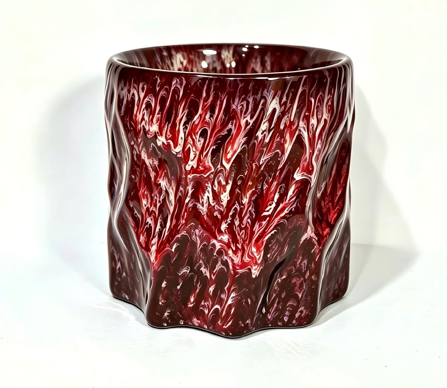 Handmade Artisan Ceramic Coffee cup,Unique Large Coffee Mug,Microwave Dishwasher Safe,Great Holiday Gift for Him/Her,Perfect Office Desk Essential (Sakura Pink Swirl, 10, Fluid Ounces)