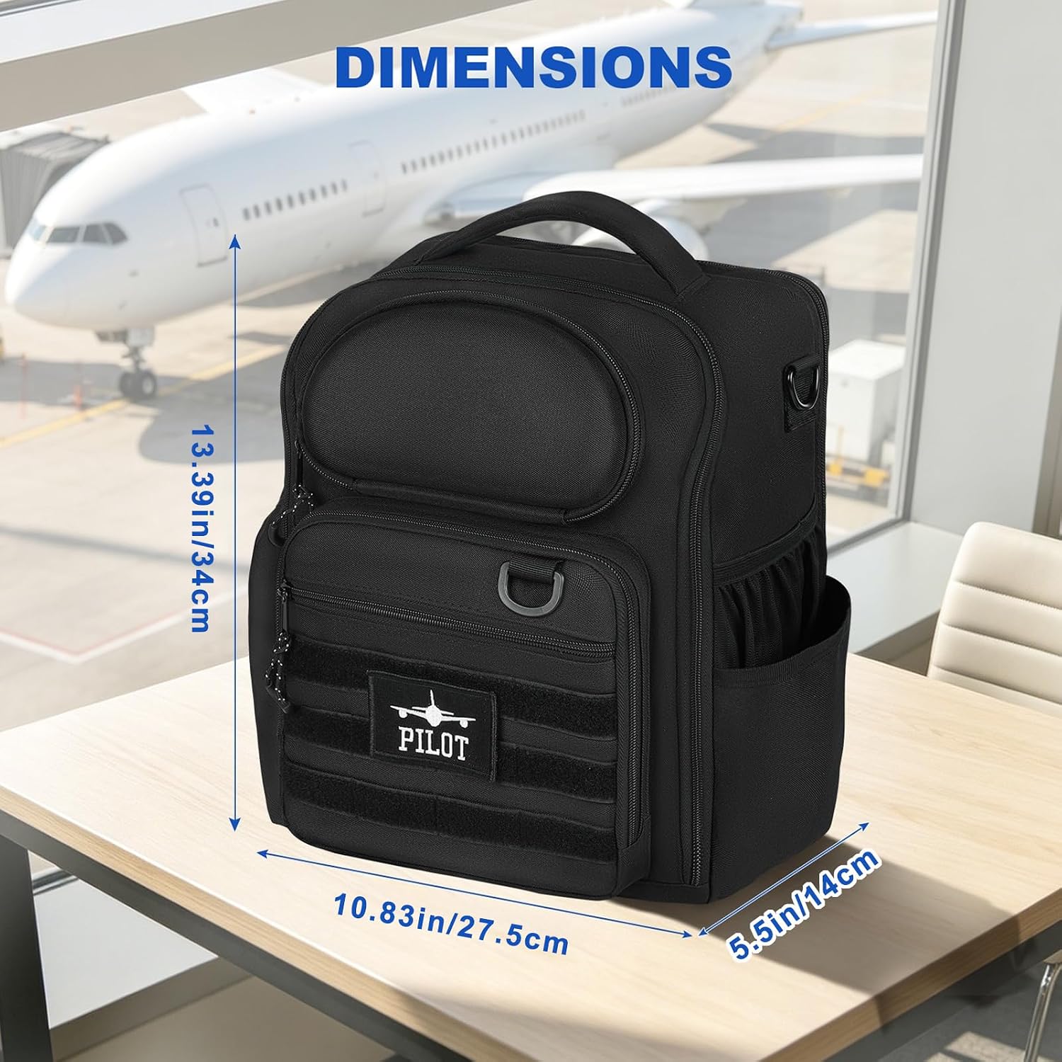 Pilot Bag,Aviation Headset Bag,Flight Bags for Pilots, Multiple Pockets for 15" Laptop,Aviation Plotter,Glasses,Flight Computer,with Shoulder Strap,Gift for Pilots (Black) - Image 2