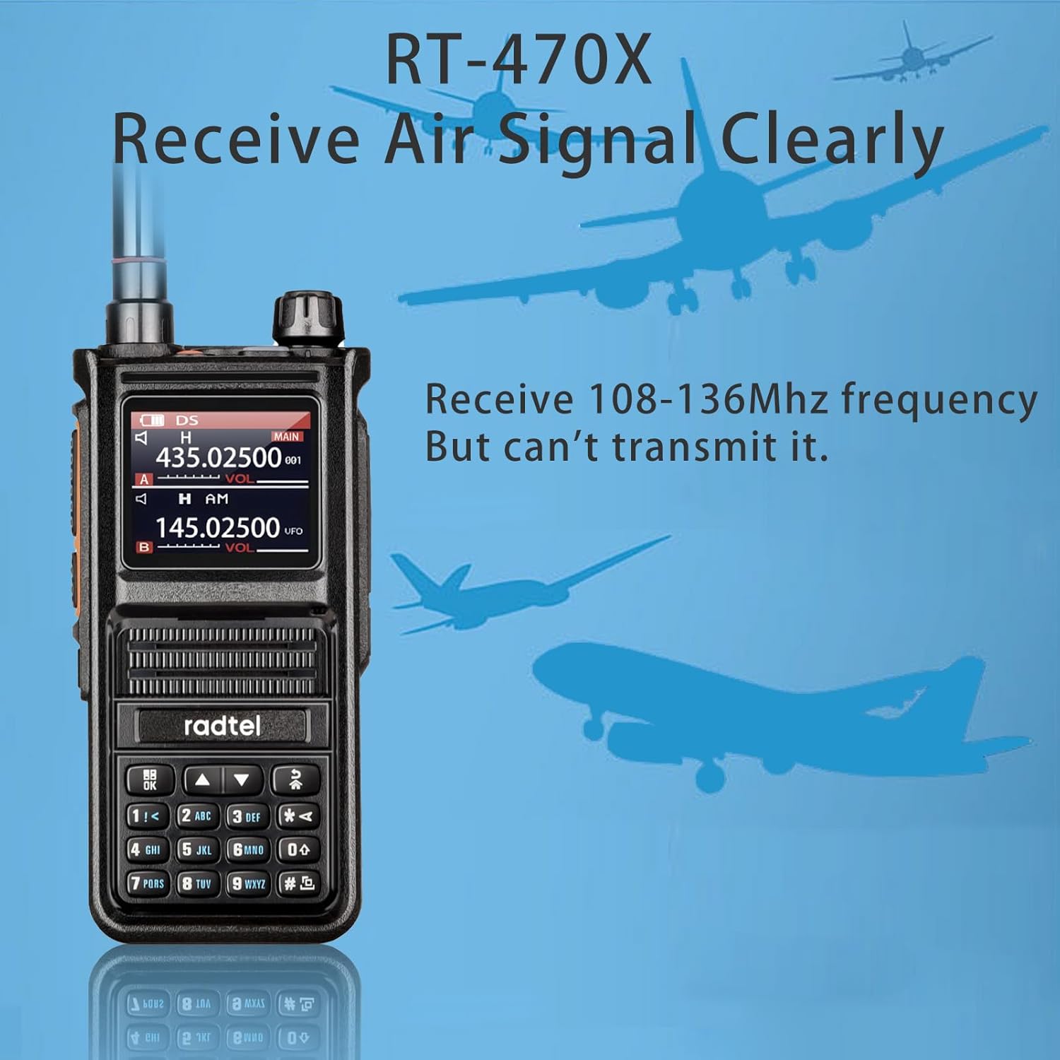 Radtel RT-470X Multi-Band Ham Radio 256CH Aviation Air Band Radio NOAA Marine Walkie Talkies Long Range Handheld Transceiver USB-C, Wireless Copy Frequency 2800mAh (Standard) - Image 3