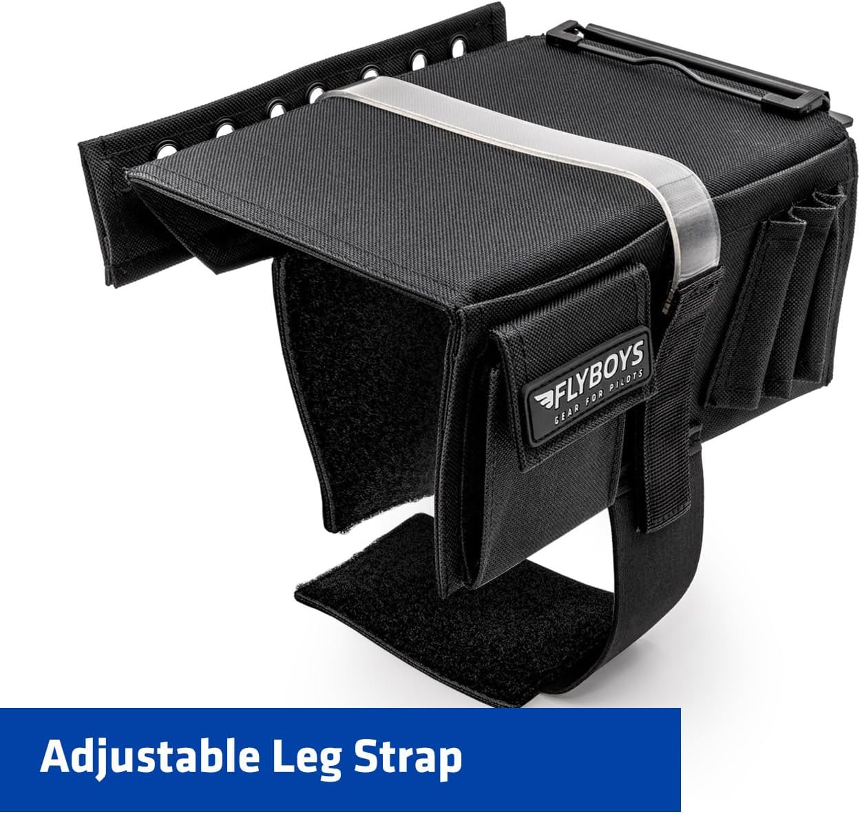 FlyBoys Classic Kneeboard for Pilots – Leg Strap, Flexible Clipboard, Eyelet Strip – General Aviation & EFB Compatible – Black - Image 2