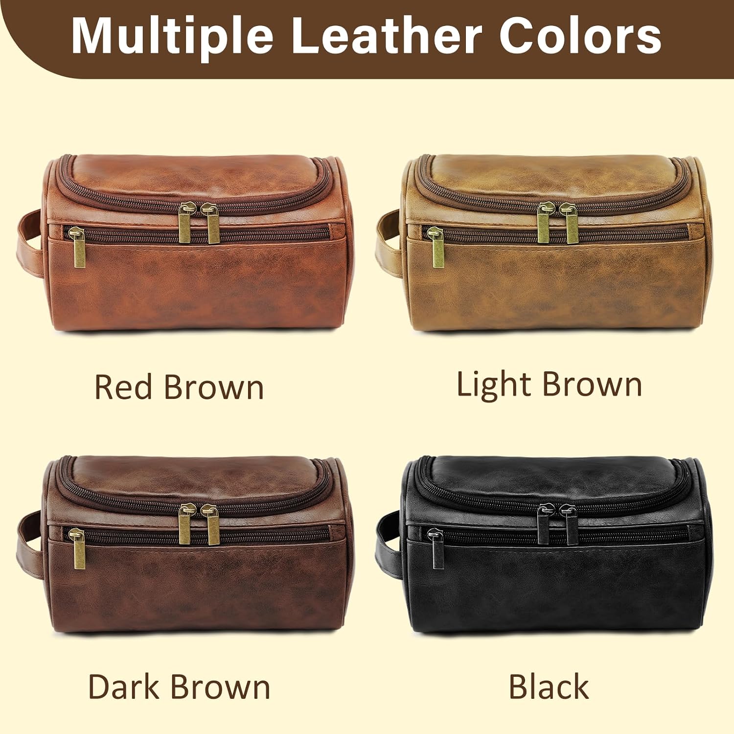 PUREFLY Mens Toiletry Travel Bag Personalized, Custom Leather Toiletries Shaving Bag, Ideas Gifts for Birthday, Anniversary, Groomsmen, Graduation, Christmas, Engraved with Pattern and Text - Image 4