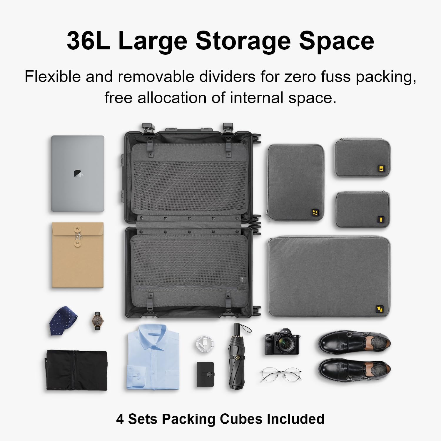 LEVEL8 Gibraltar Aluminum Zipperless Luggage 20 Inch, Hardside Carry on Suitcases with Wheels Tsa Lock, 8 Spinner Wheels, Dark Grey - Image 6