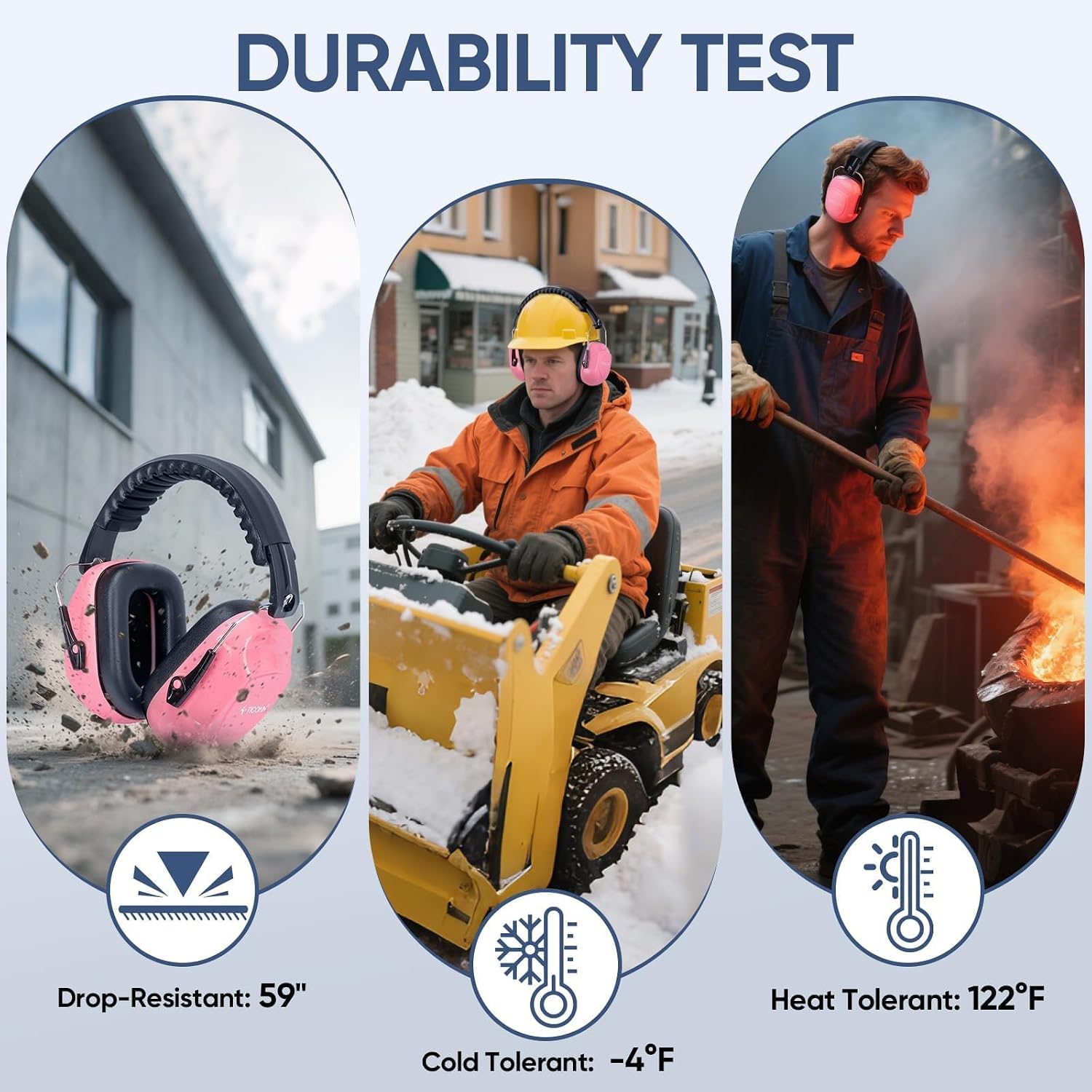 TICONN Noise Cancelling Ear Muffs for Adults, SNR 33dB Hearing Protection, Adjustable Safety Earmuffs for Construction - Image 8