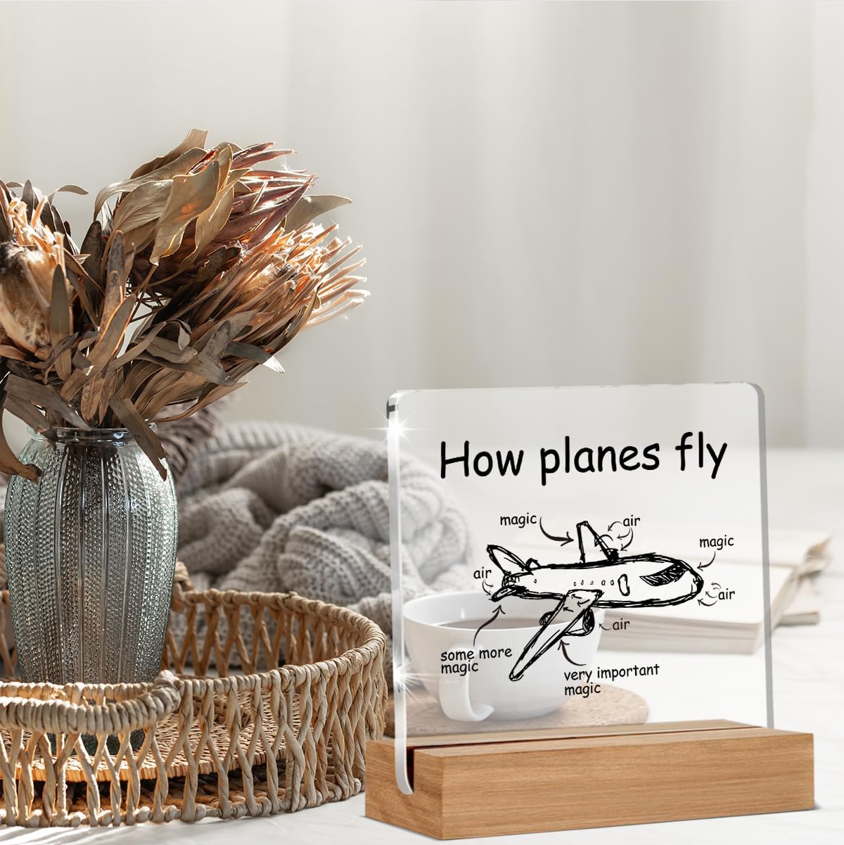 Pilot Gifts for Women Men, Aviation Gifts for Flight Attendants Captains Airplane Mechanic Aerospace Engineers, How Planes Fly Acrylic Plaque Desk Sign Decor 4 × 4 Inches - Image 5