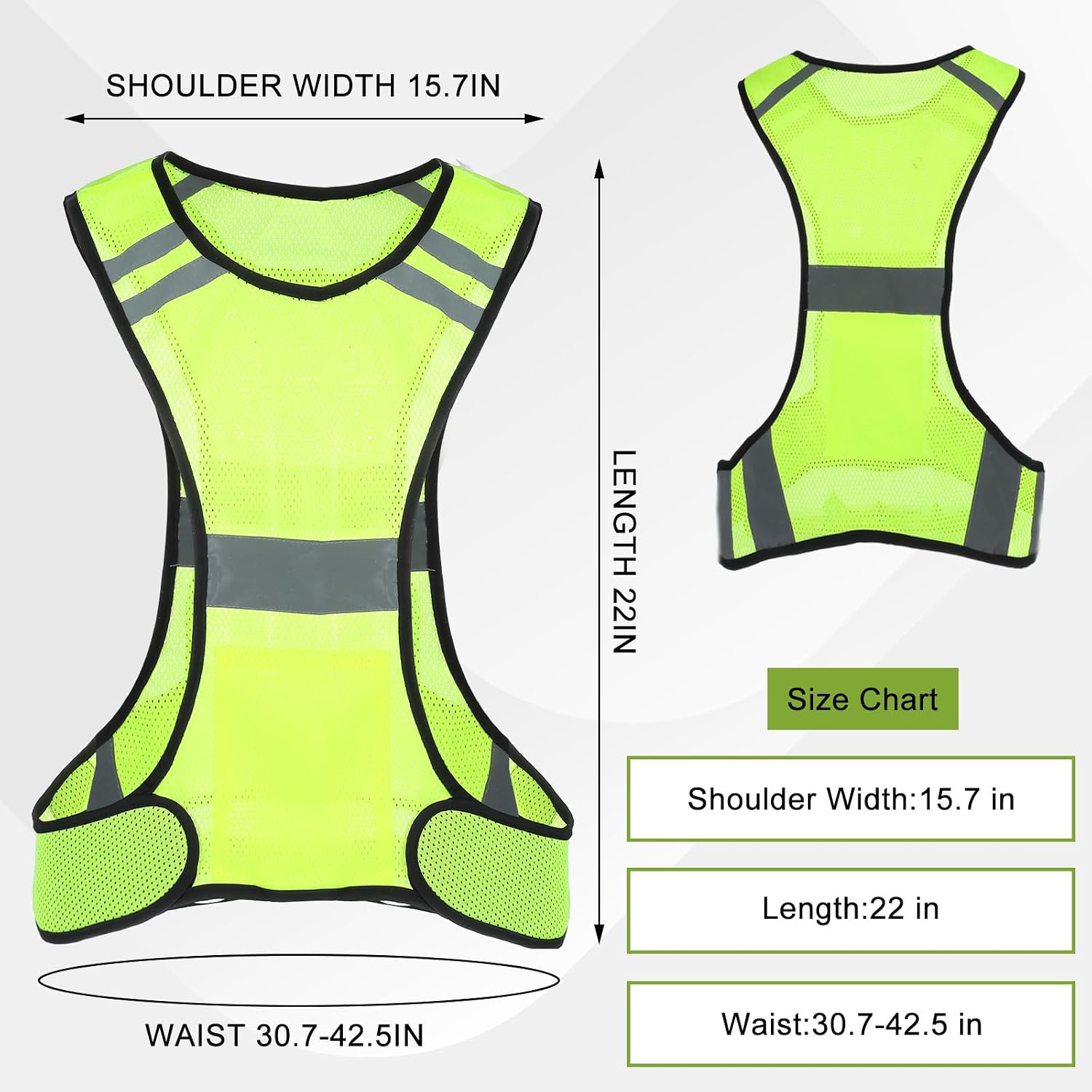 Ptwola Reflective Running Vest High Visibility Running Gear with Large Pocket Night Lightweight Reflective Safety Vest - Image 2
