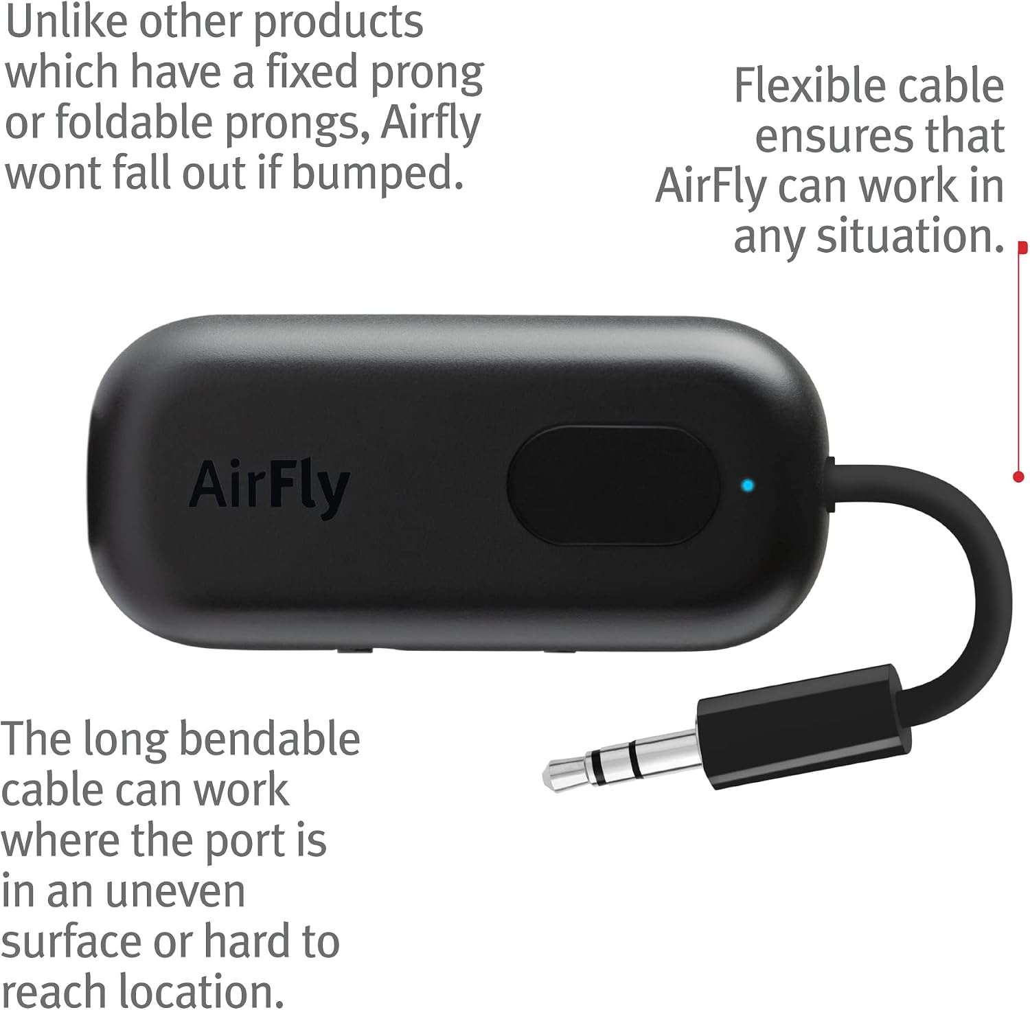 Twelve South AirFly Pro Bluetooth Wireless Audio Transmitter/Receiver for up to 2 AirPods/Wireless Headphones; Use with Any 3.5 mm Audio Jack, Black - Image 6