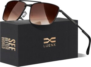 LUENX Rectangular Aviator Sunglasse...