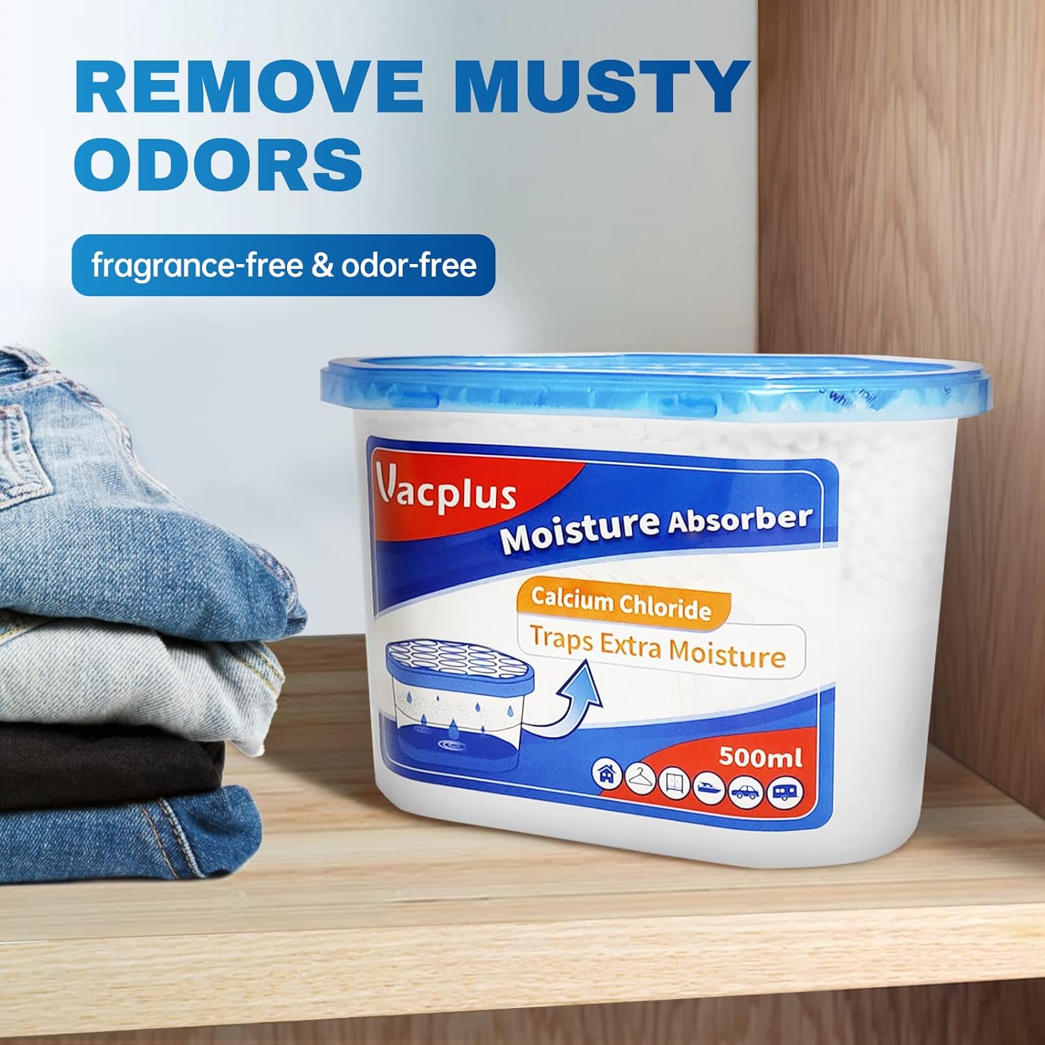 Vacplus Moisture Absorbers 6 Pack, Portable Humidity Absorber Boxes for Your Bathroom, Closet & Car, Dehumidifier with Fragrance Free, 10.5 Oz - Image 5