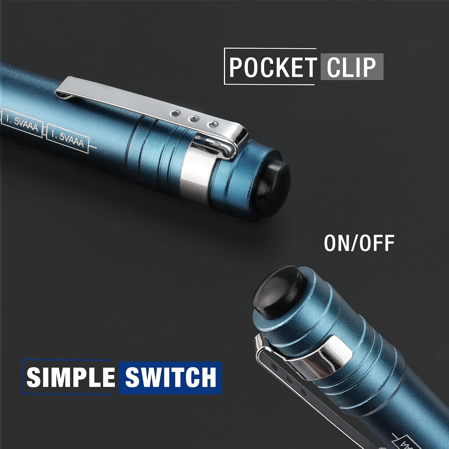 WORKPRO LED Pen Light, Aluminum Pen Flashlights, Pocket Flashlight with Clip for Inspection, Emergency, Everyday, 2AAA Batteries Included, Blue (4-Pack) - Image 5