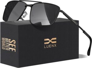 LUENX Rectangular Aviator Sunglasse...