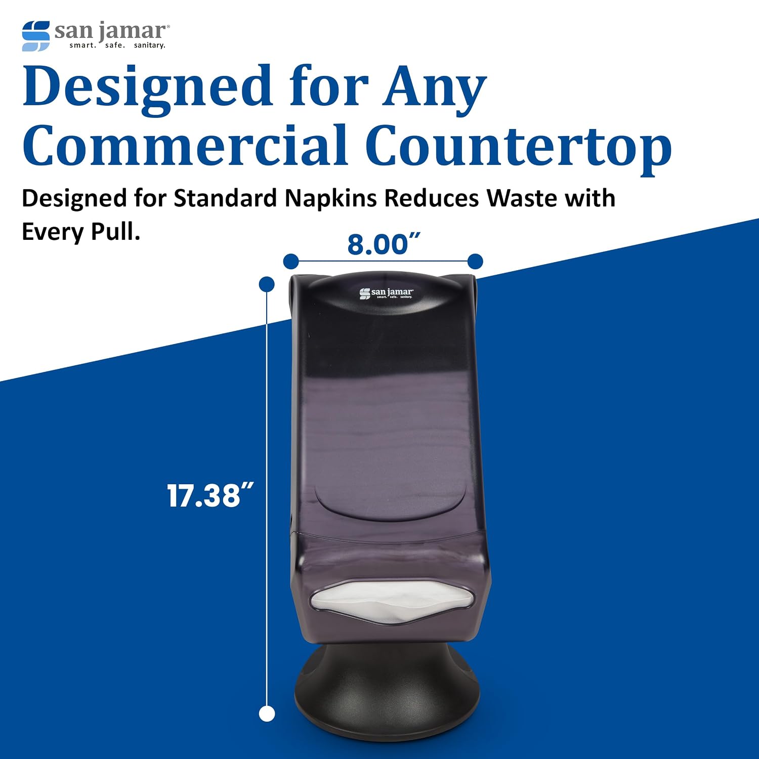 San Jamar Venue Napkin Dispenser – Restaurant Napkin Dispenser Fullfold Control Stand, 450 Capacity, 9D x 21.5W x 8.5H for Kitchens, Catering Service, ABS, Black Pearl - Image 4