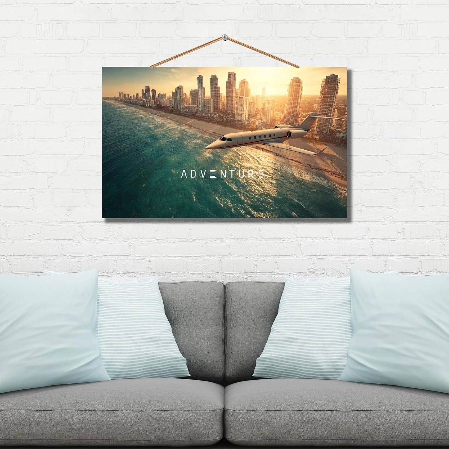 Personalized Private Jet Wooden Wall Art - Custom Aviation Themed Decor, Luxury Airplane Sunset Cityscape Print, Modern Home Office Wall Hanging, Pilot Gift Idea(Style A) - Image 2