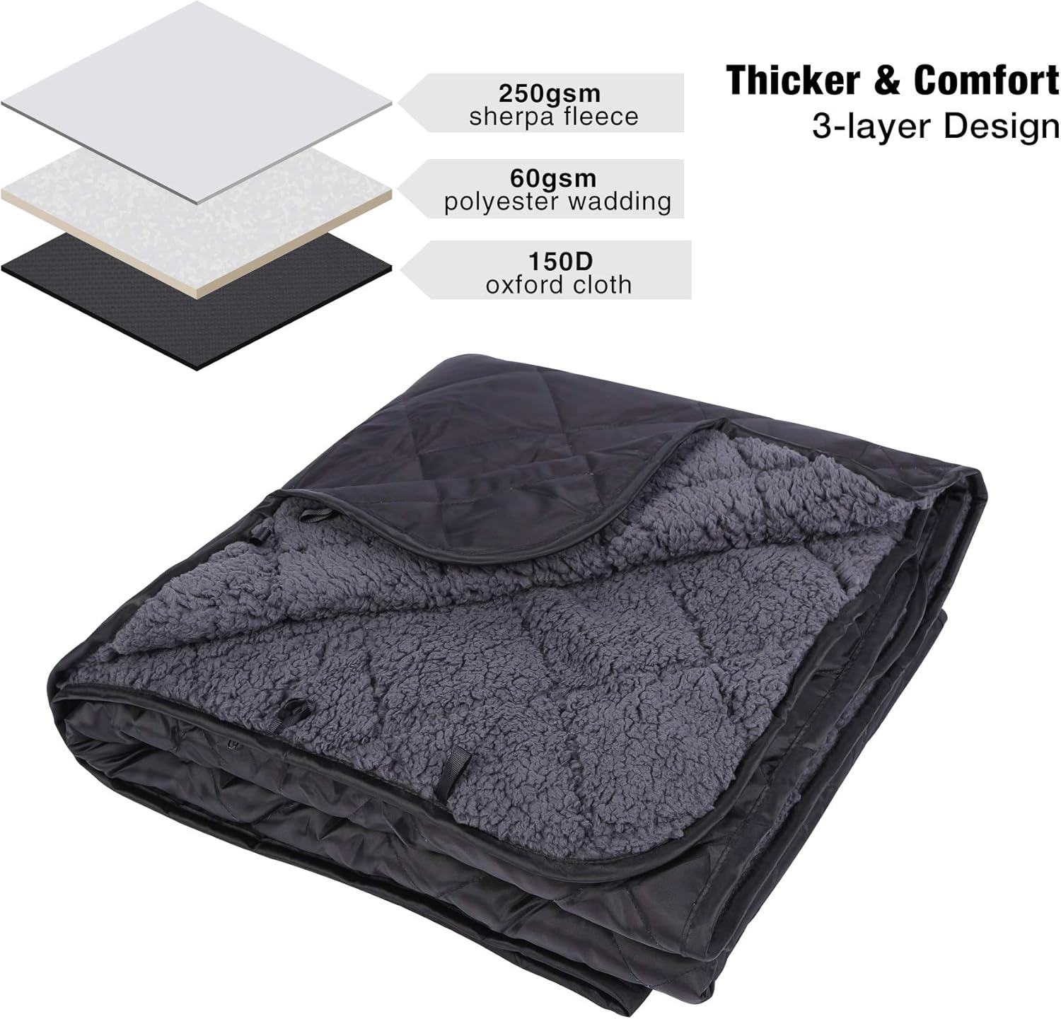 REDCAMP Large Camping Blanket with Sherpa Lining, Cold Weather Warm Outdoor Blanket Windproof for Camping Stadium, Machine Washable 59"x 79" - Image 2