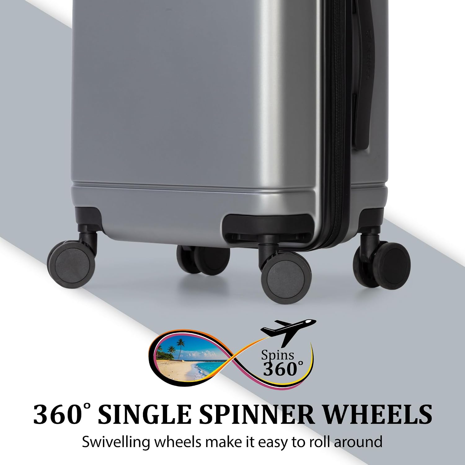 SKROSS Apex 3 Piece Hardside Luggage Set: 28 Inch Large Suitcase, 24 Inch Medium Checked Travel Luggage & 20 Inch Carry On Luggage. Hardshell Suitcases with Spinner Wheels (Silver) - Image 8