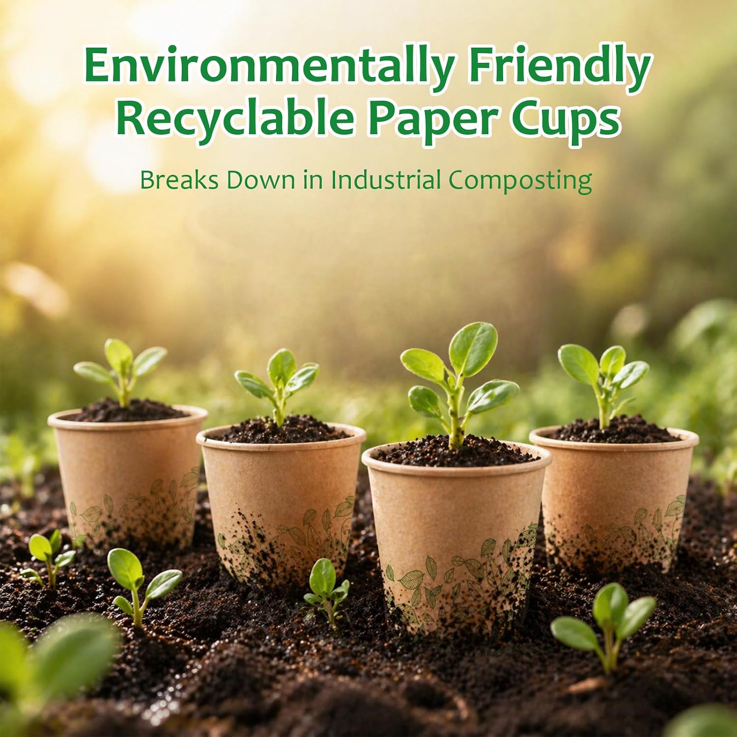 8oz 300Count Compostable Paper Cups, Plant-Based Disposable Coffee Cups with PLA Lining, Perfect for Hot & Cold Drinks, Coffee, Party, Office & Daily Use - Image 6