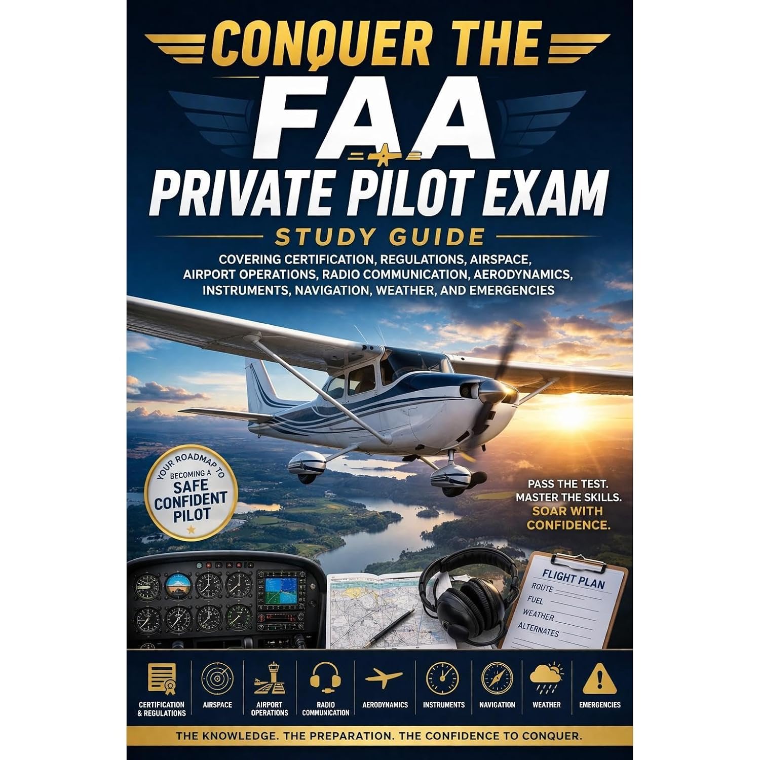 Conquer the FAA Private Pilot Exam: Study Guide Covering Certification, Regulations, Airspace, Airport Operations, Radio Communication, Aerodynamics, Instruments, Navigation, Weather, and Emergencies